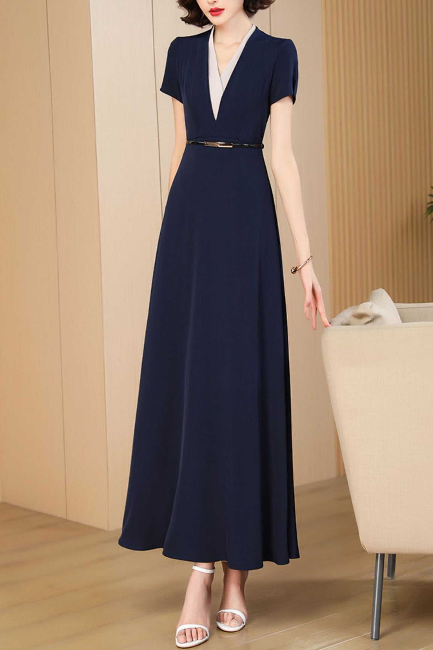 navy blue women summer dress C4079