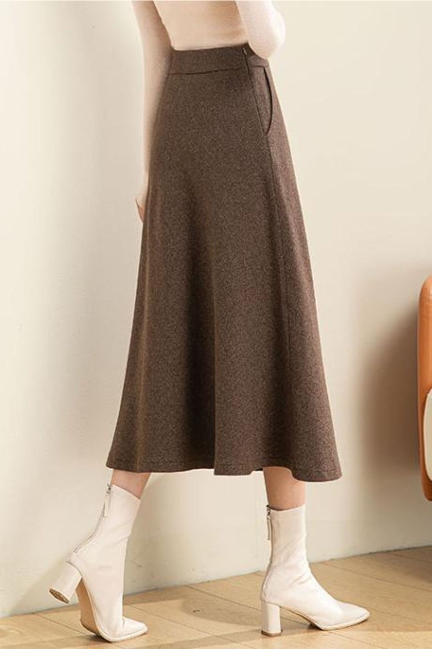 High Waisted Wool Skirt C3556