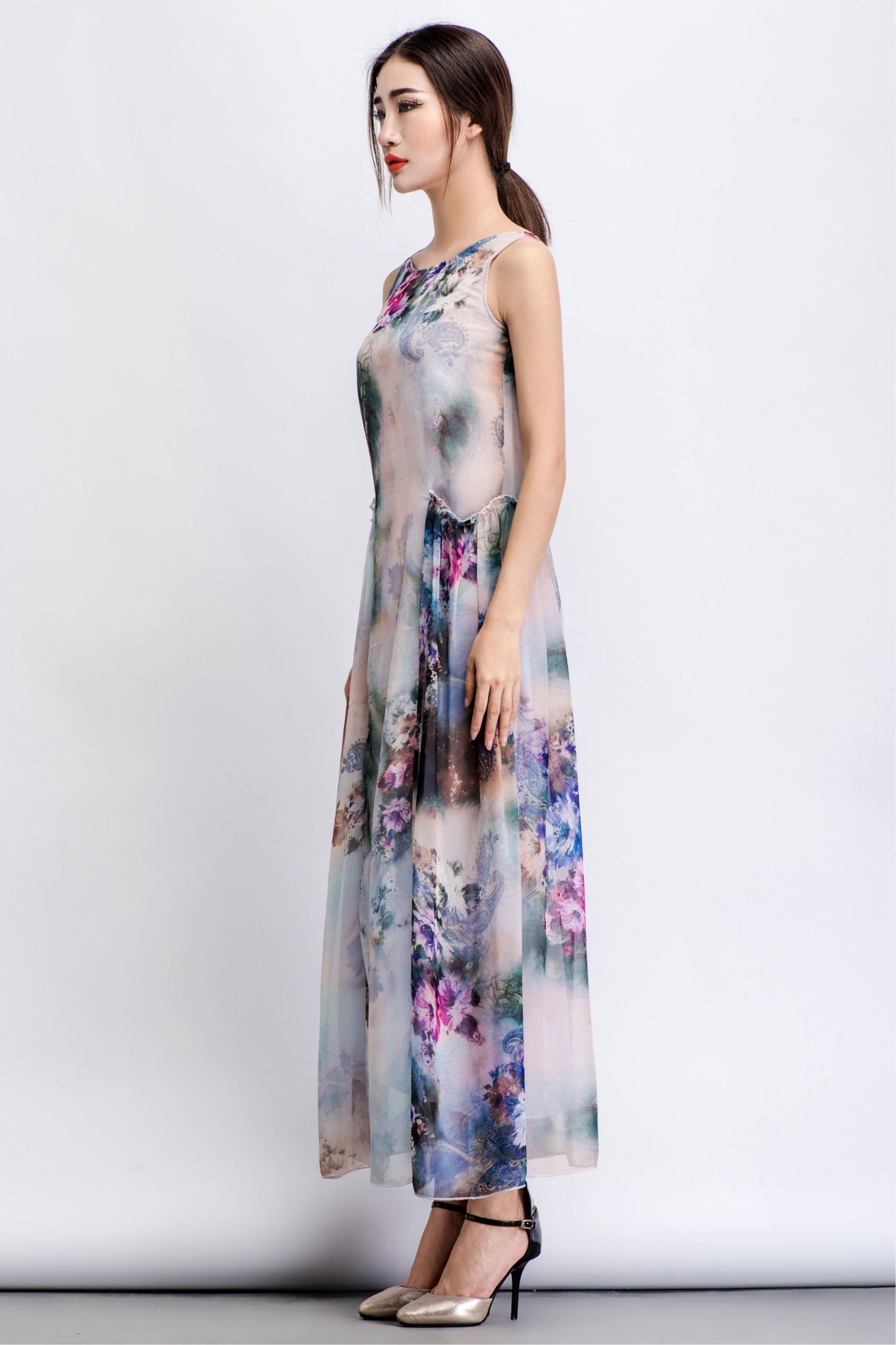 Floral Chiffon Elegant Party Dress C4010