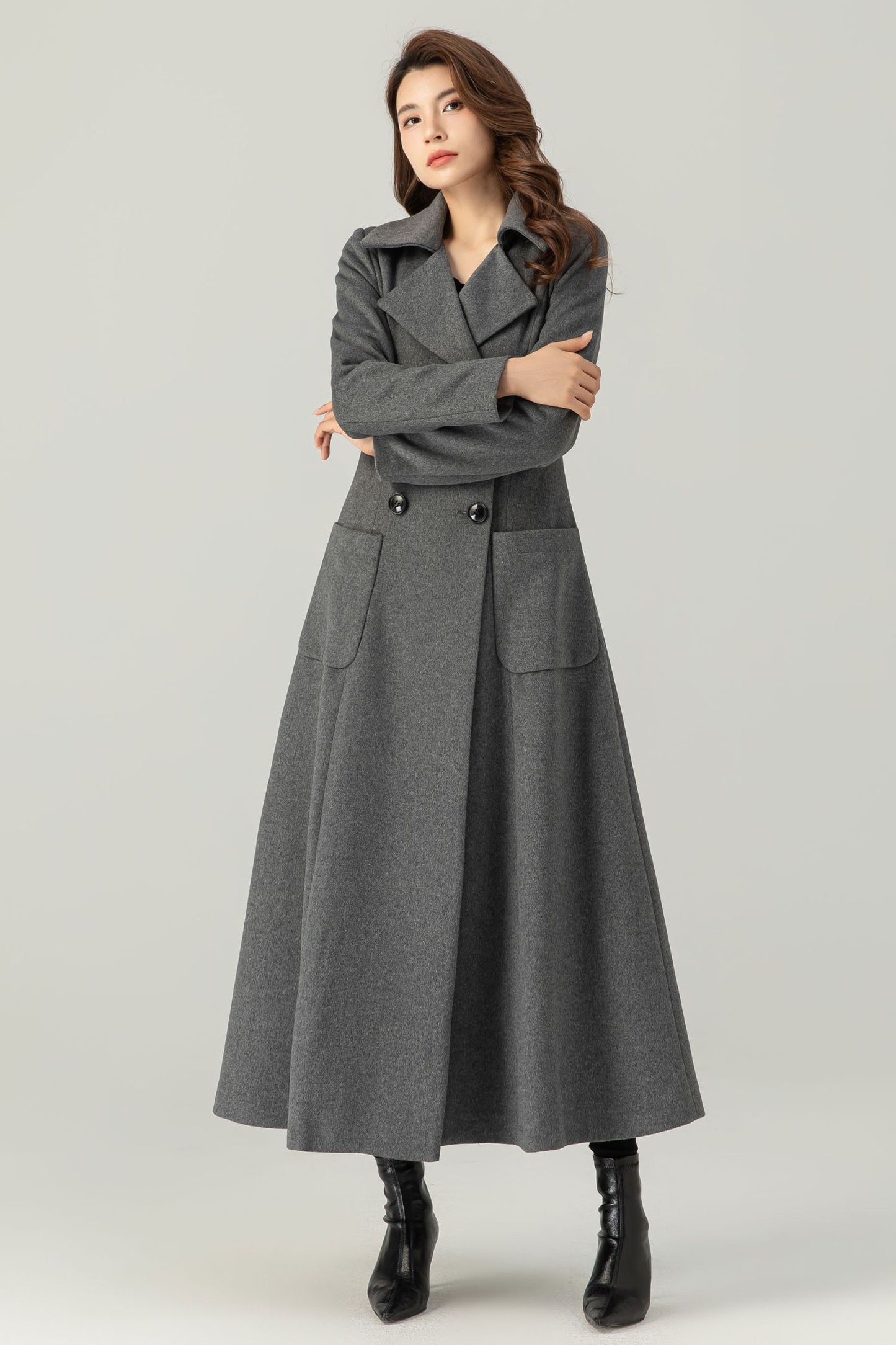 Womens winter Double Breasted Wool Coat C3698