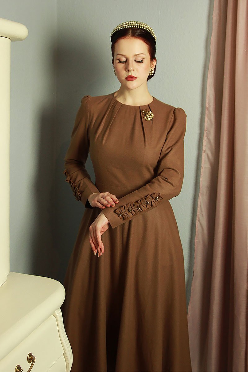 Wool Dress, Winter Dress Women, Fit and Flare Dress C3839