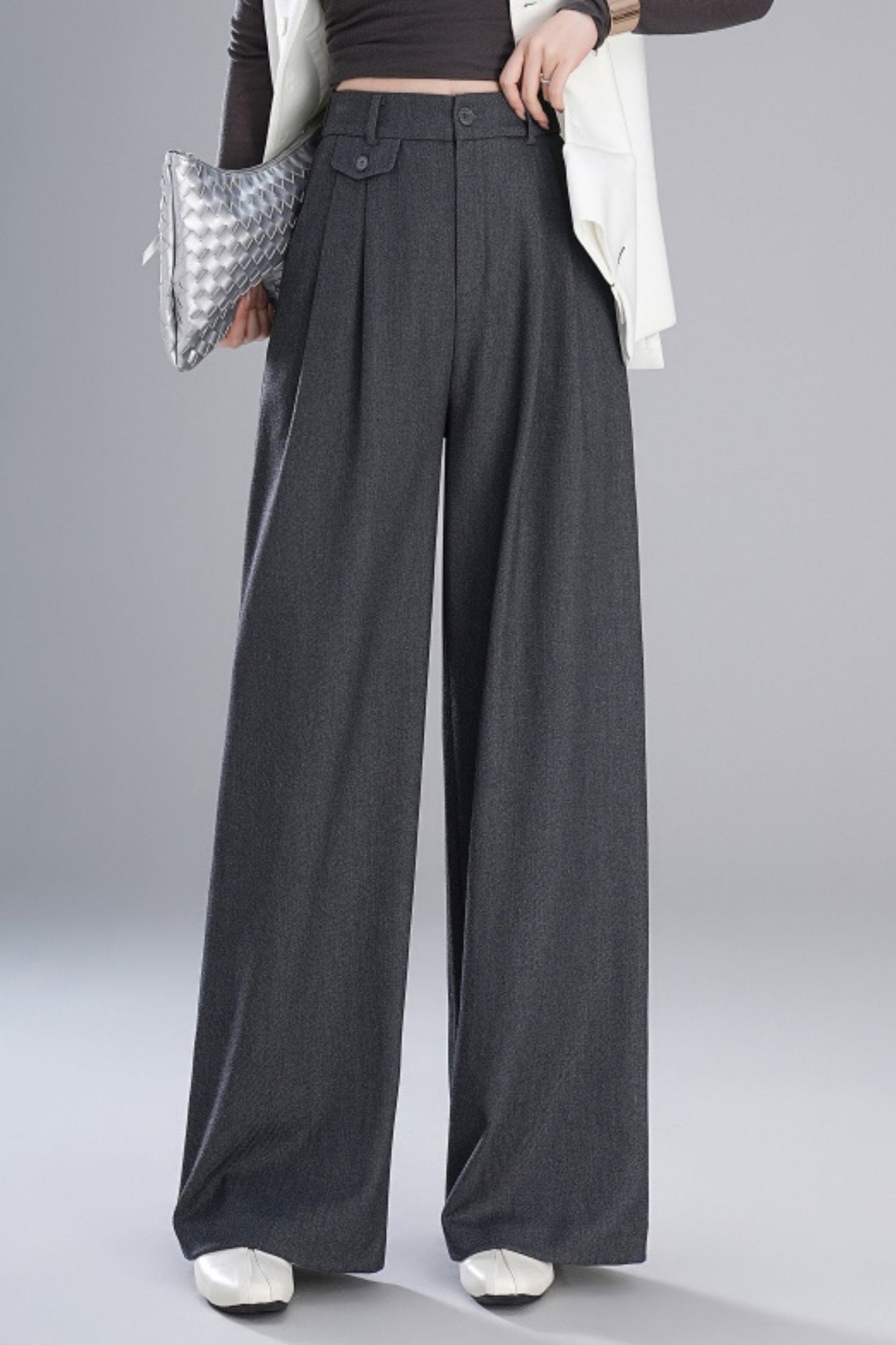 Wide leg winter long wool pants c5084
