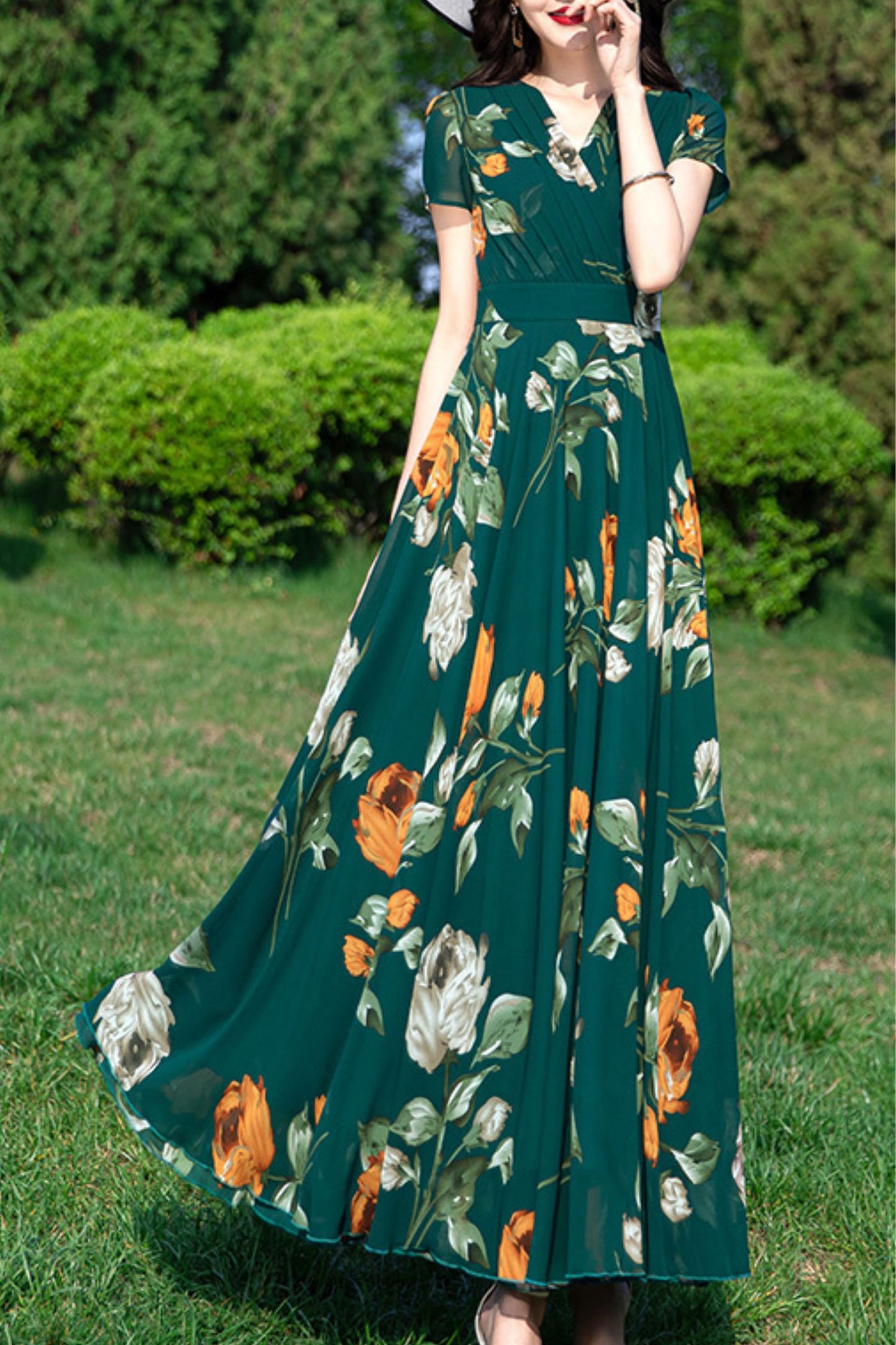 Chiffon printed dress C3988