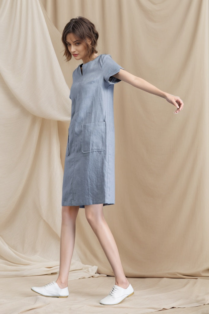 Shift summer Linen simple dress women C4802