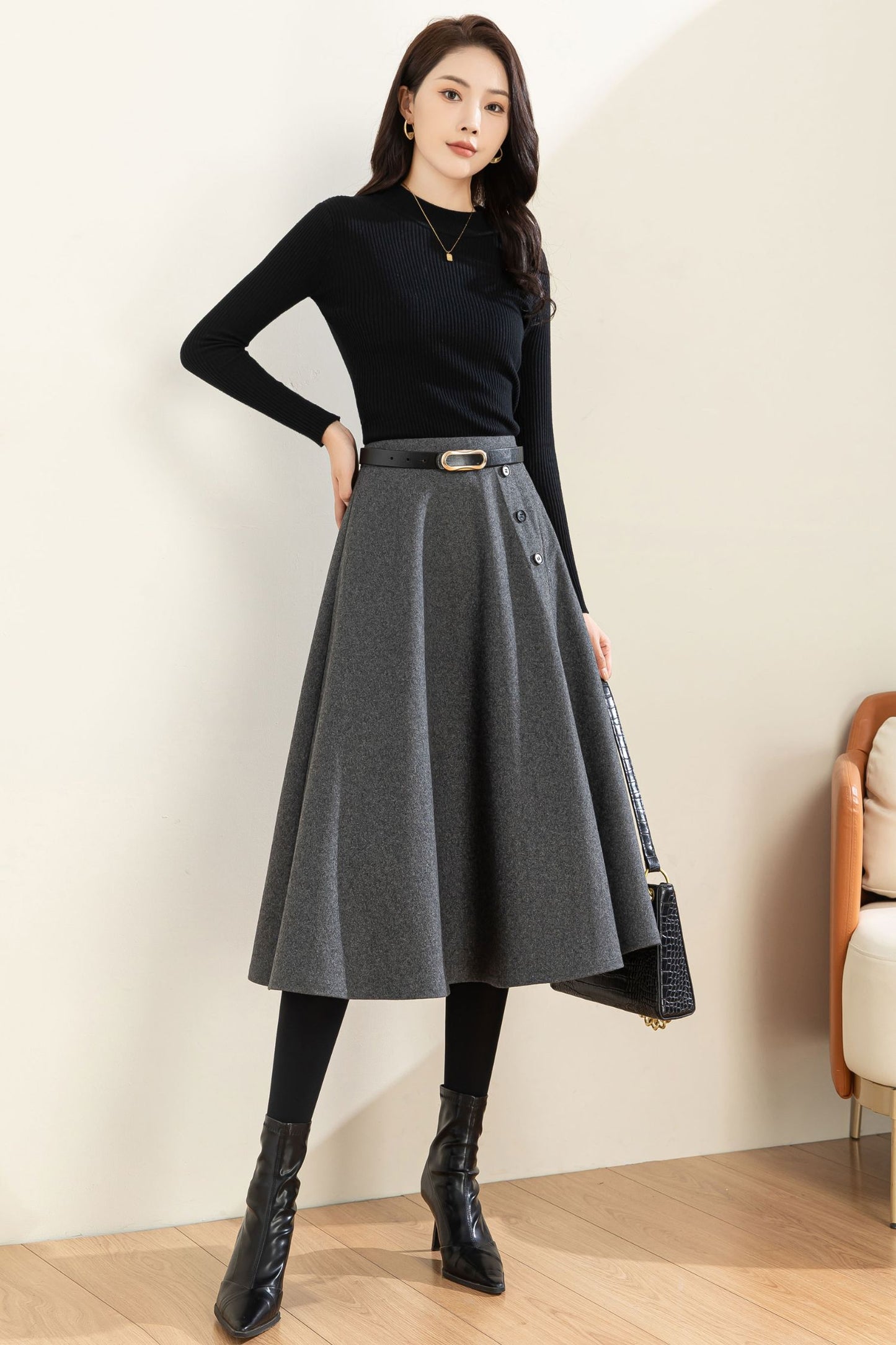 Autumn Winter A line Wool Skirt C3601 -Size XS US2 #CK2301186