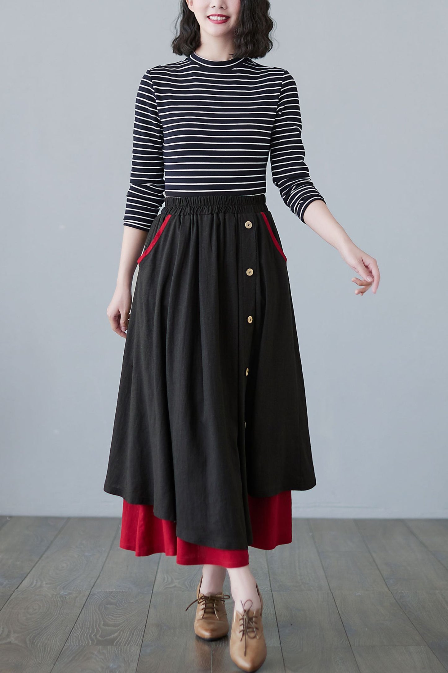 Long Linen skirt Women, Spring A Line Maxi Skirt C2496