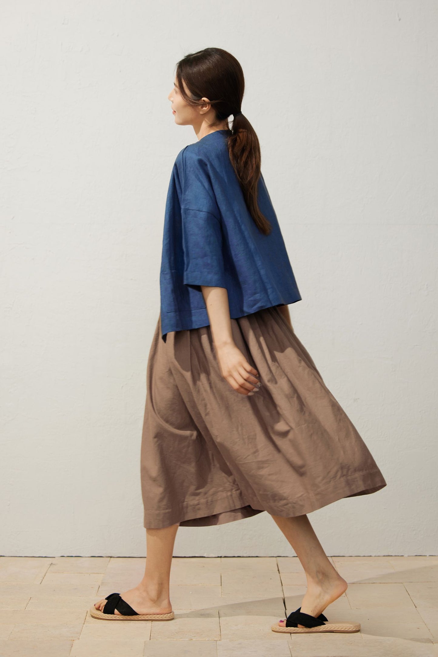 Loose fit summer Linen skirt C3943