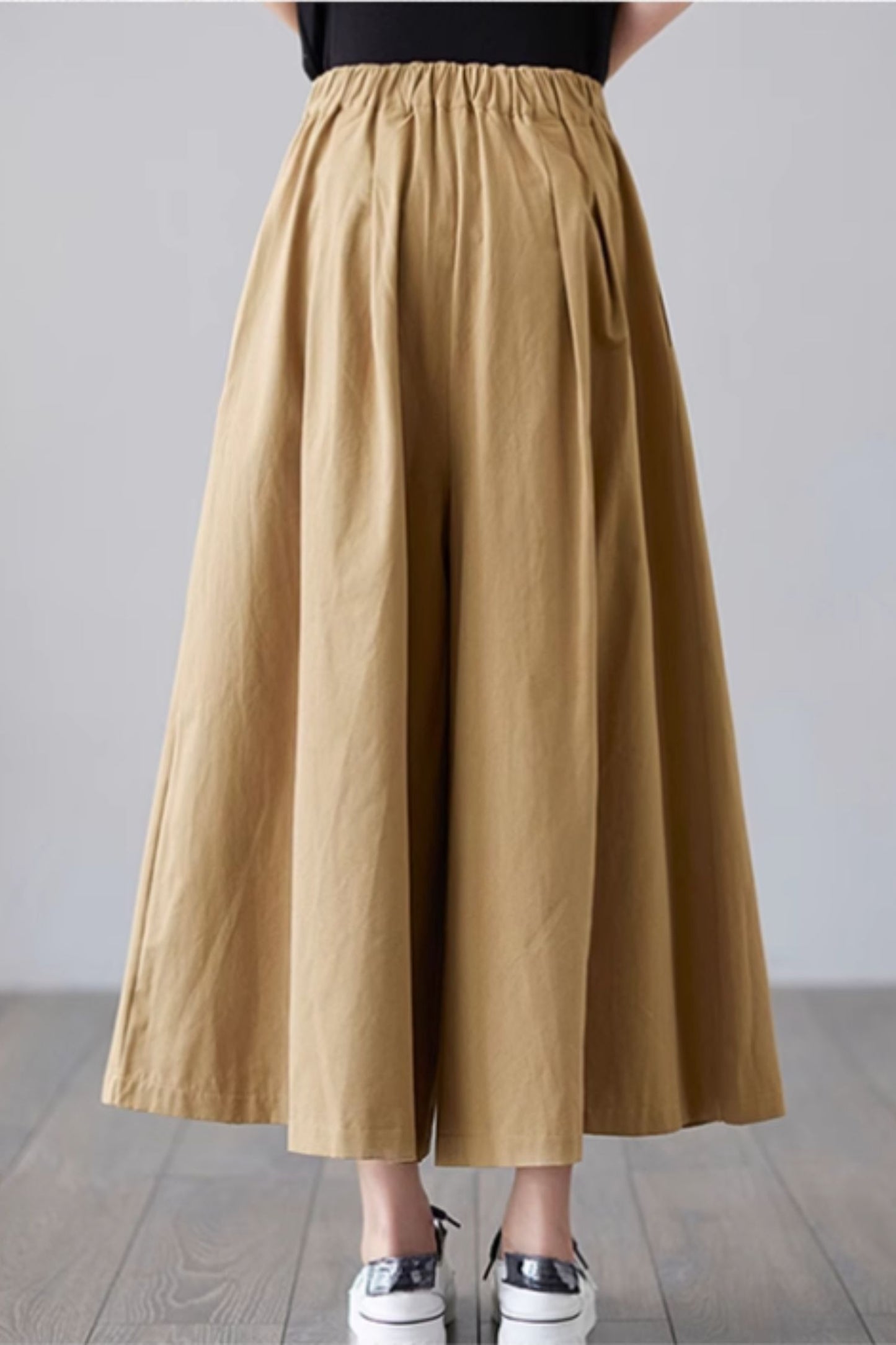 Wide leg cotton pants with pleating details C4429