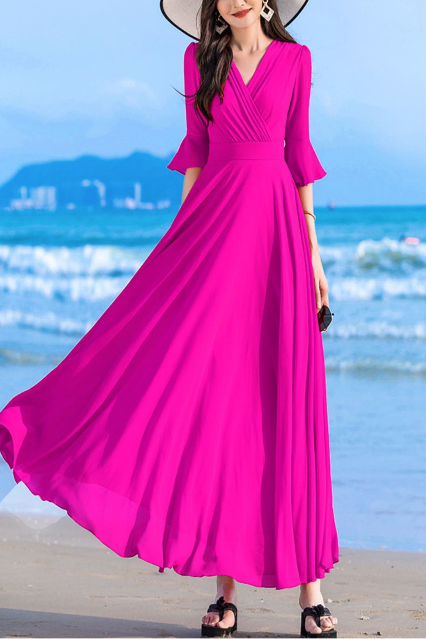 summer new long chiffon dress C4034