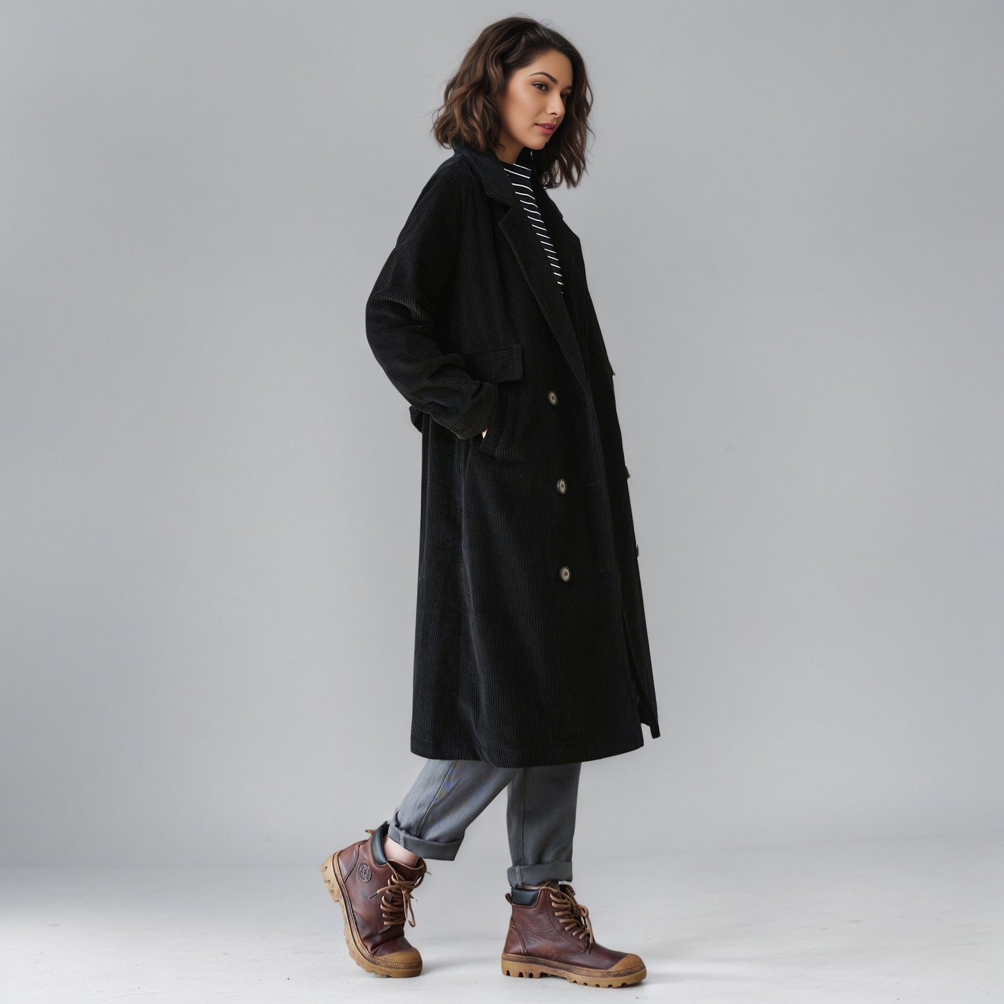 Plus Size Corduroy Jacket, Autumn Coat, Women Outerwear C5147