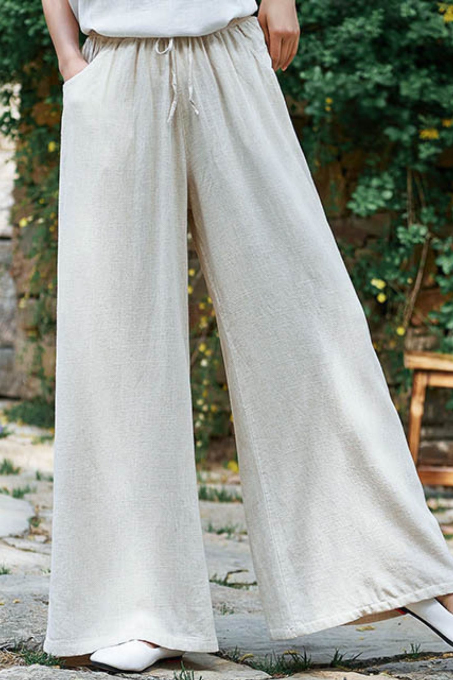 spring and summer cotton and linen wide-legged pants TT0019