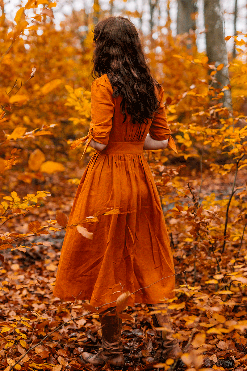 Deep V neck Linen party Dress womens C3777