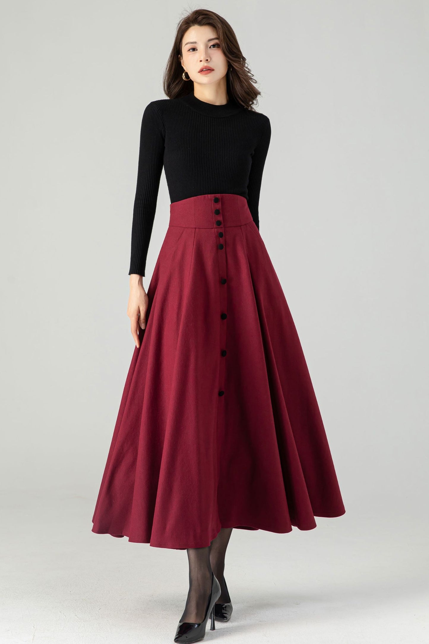 Maxi A Line Wool Skirt C3622