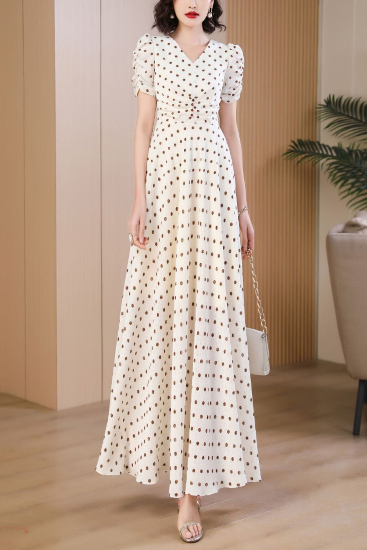 Beige French Women Summer dress C4127