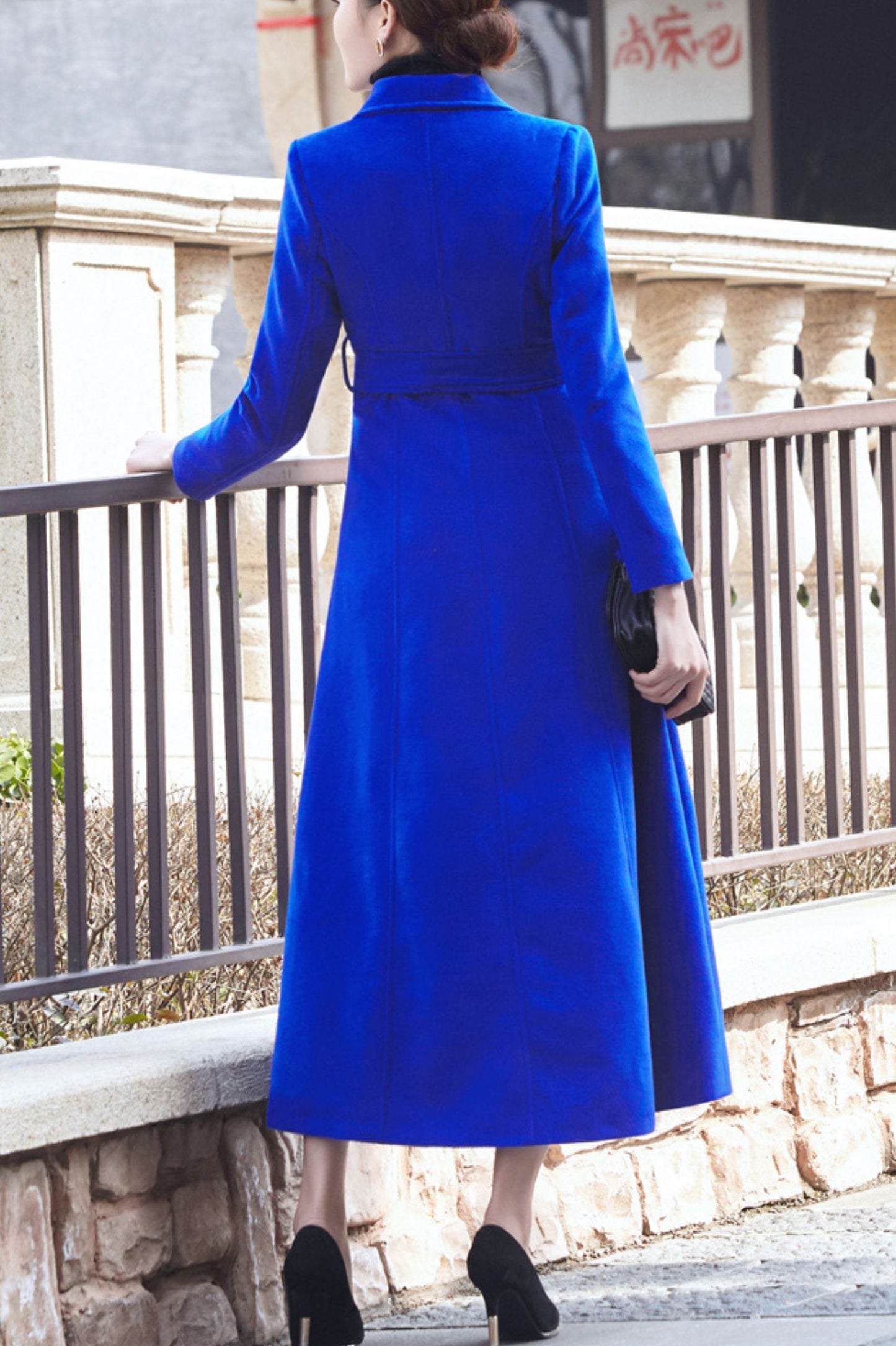 Women's Autumn and winter blue wool coat C4277