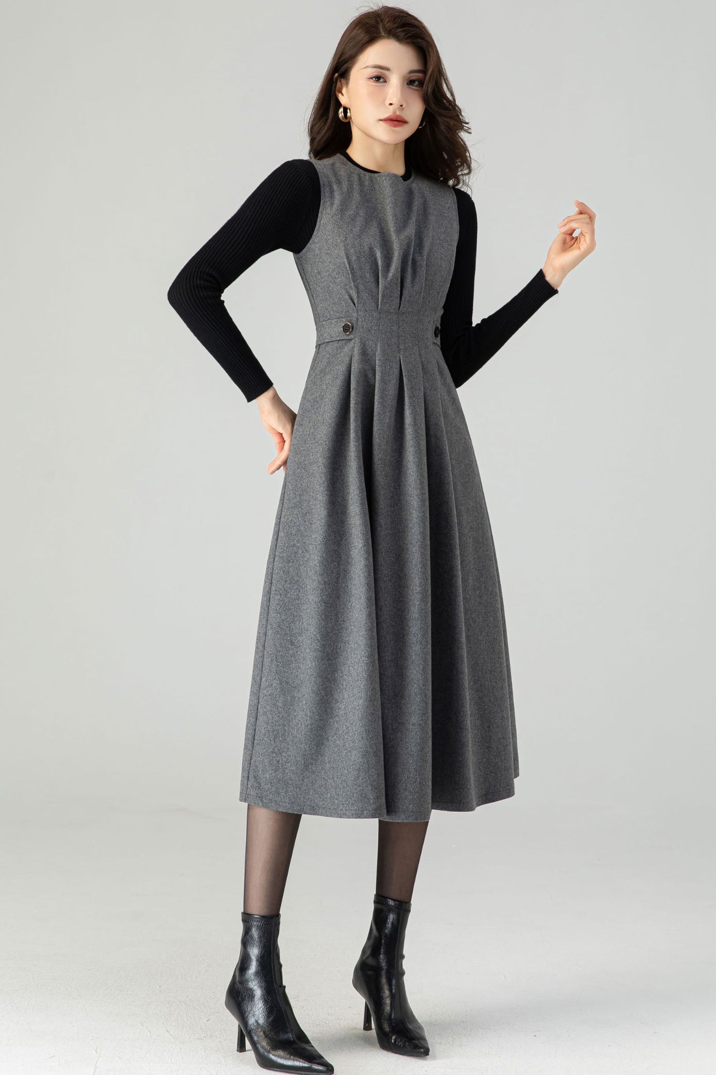 Womens Winter Midi Wool Dress C3618-Size XS US2 #CK2301268