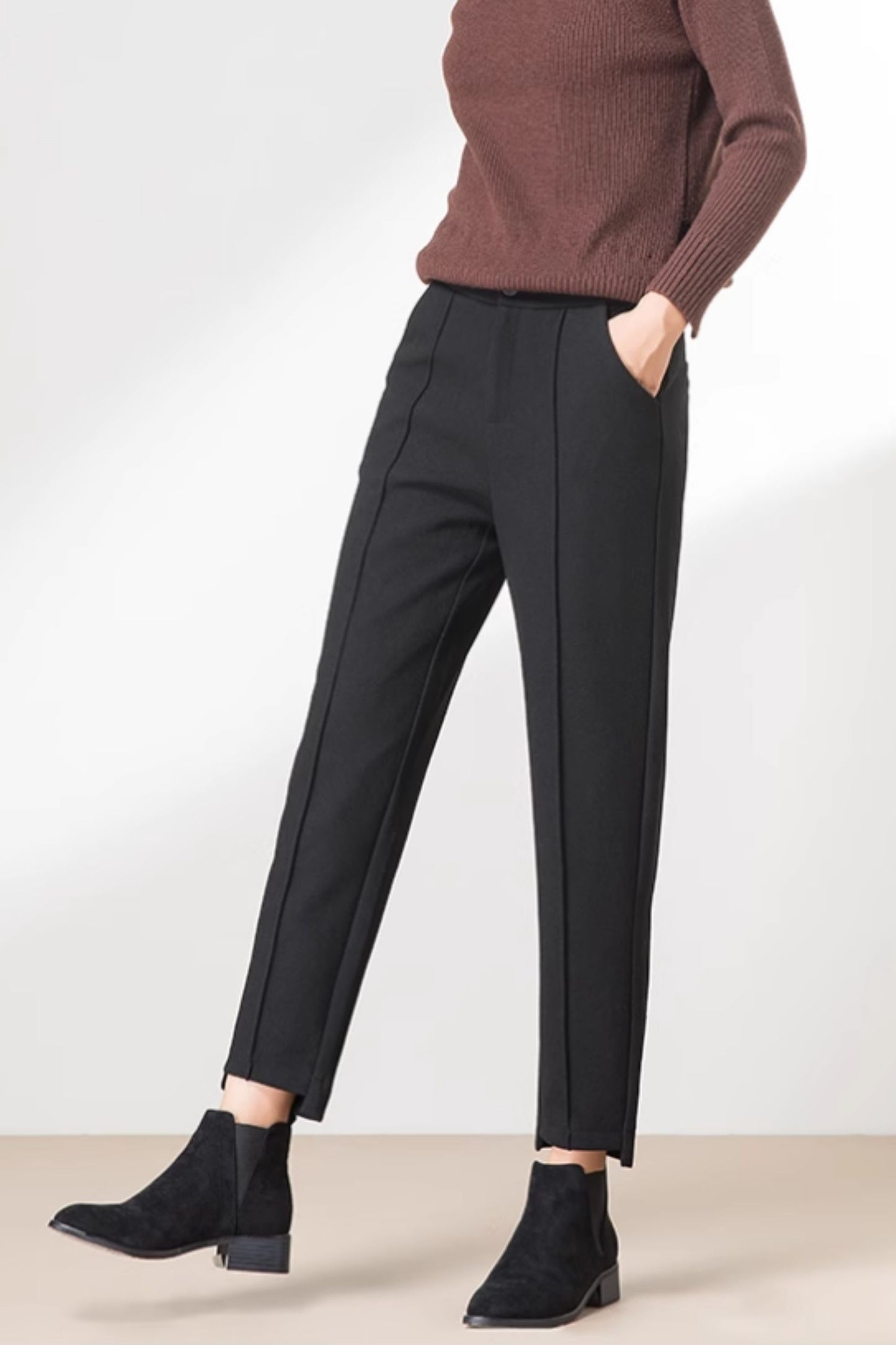 Winter tapered womens wool pants C4652