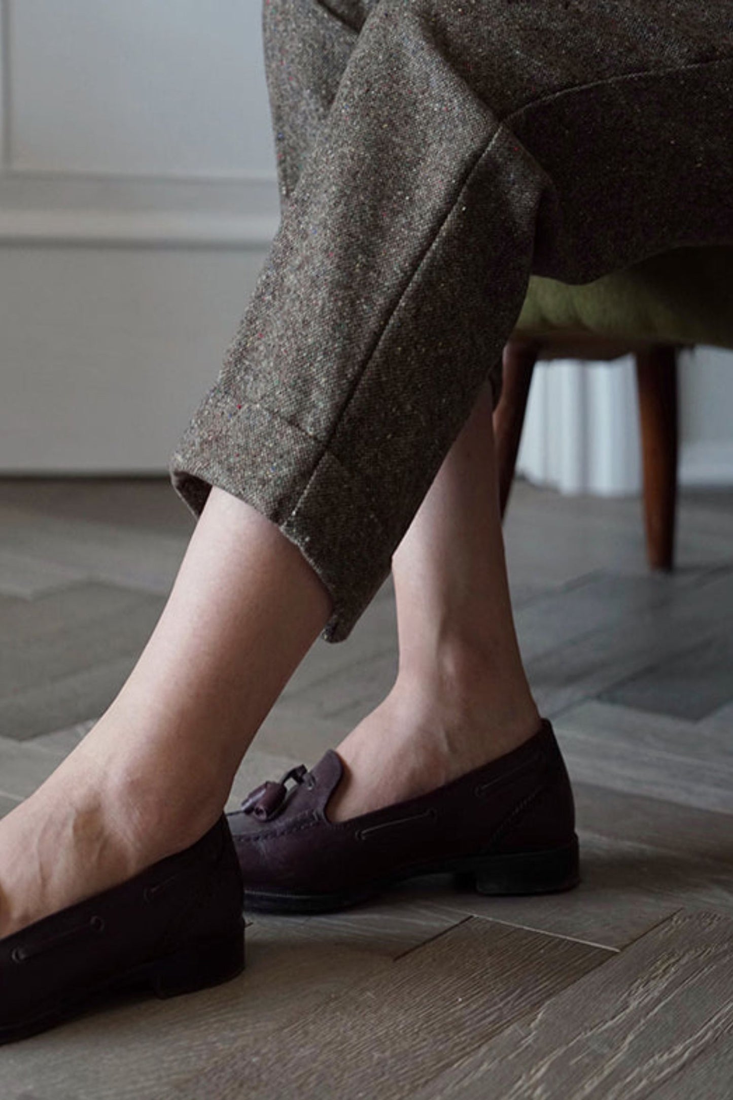 Autumn and winter Brown Wool Pants Women C4293