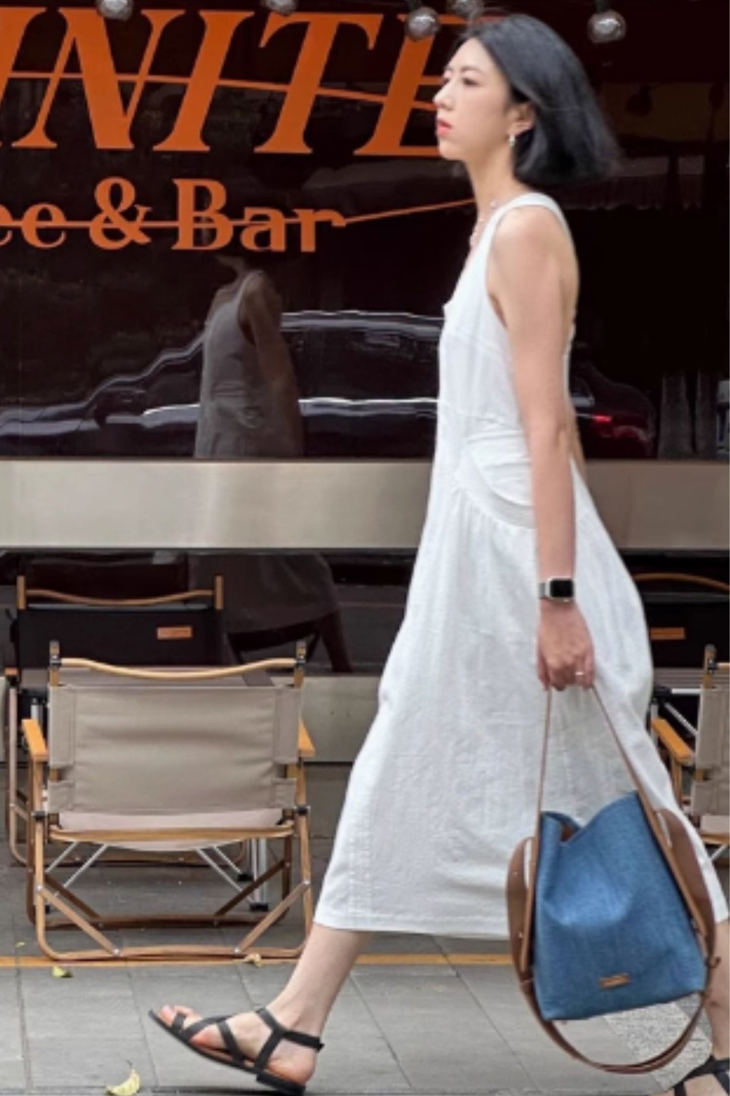 White romantic long tank dress C5068