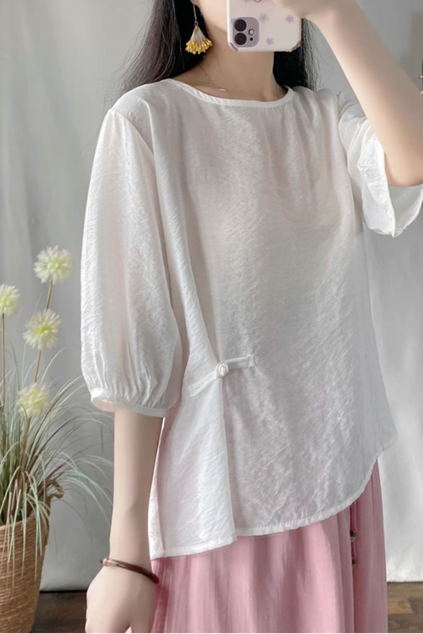 Loose fitting casual summer linen blouse C5052