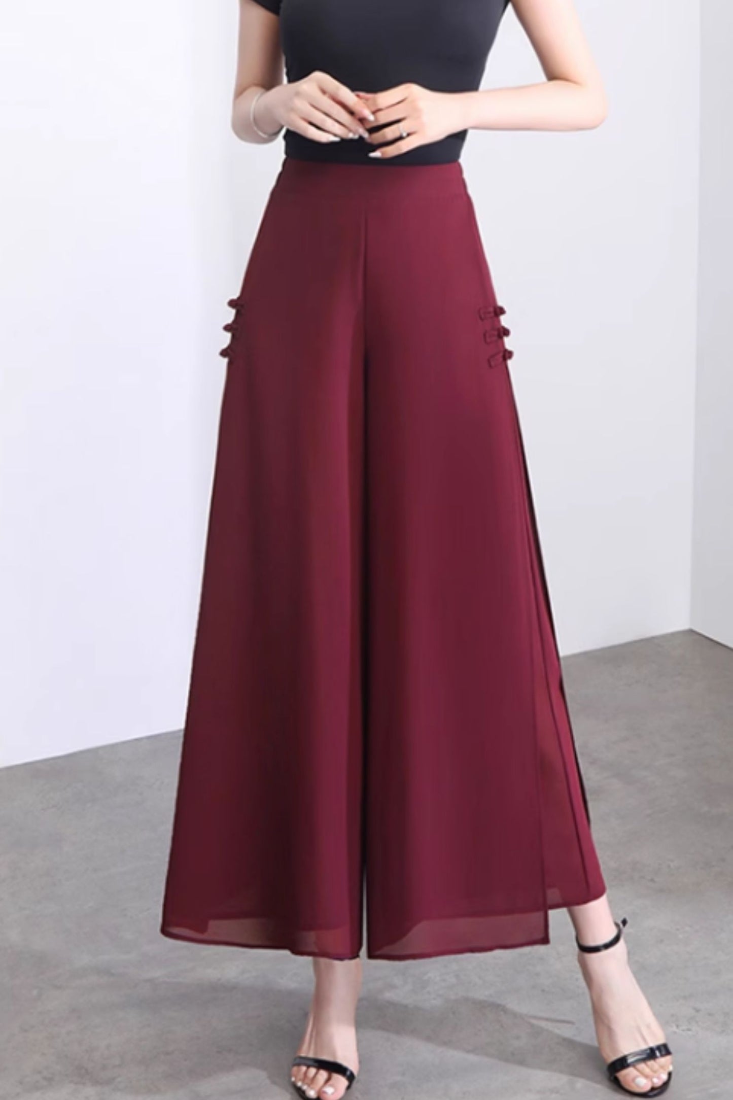 Wide leg summer long chiffon pants women C5019