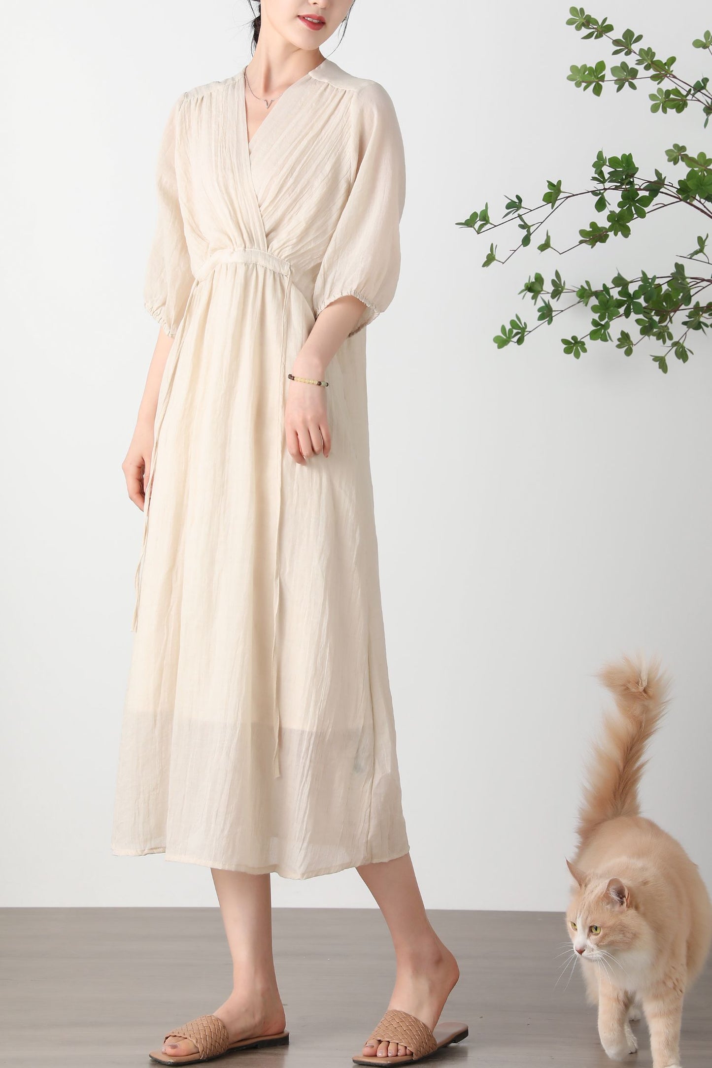 Summer Beige Long Dress C3253