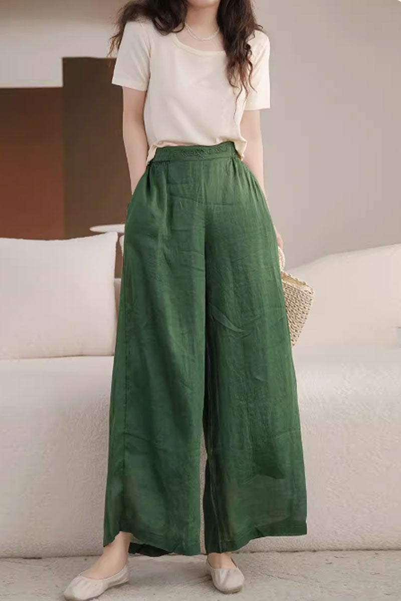 wide leg linen pants for women C3856