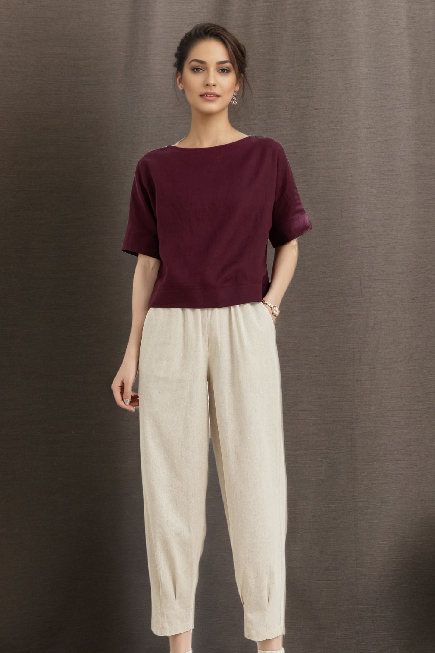 Women's summer loose fitting Linen Tops C4850
