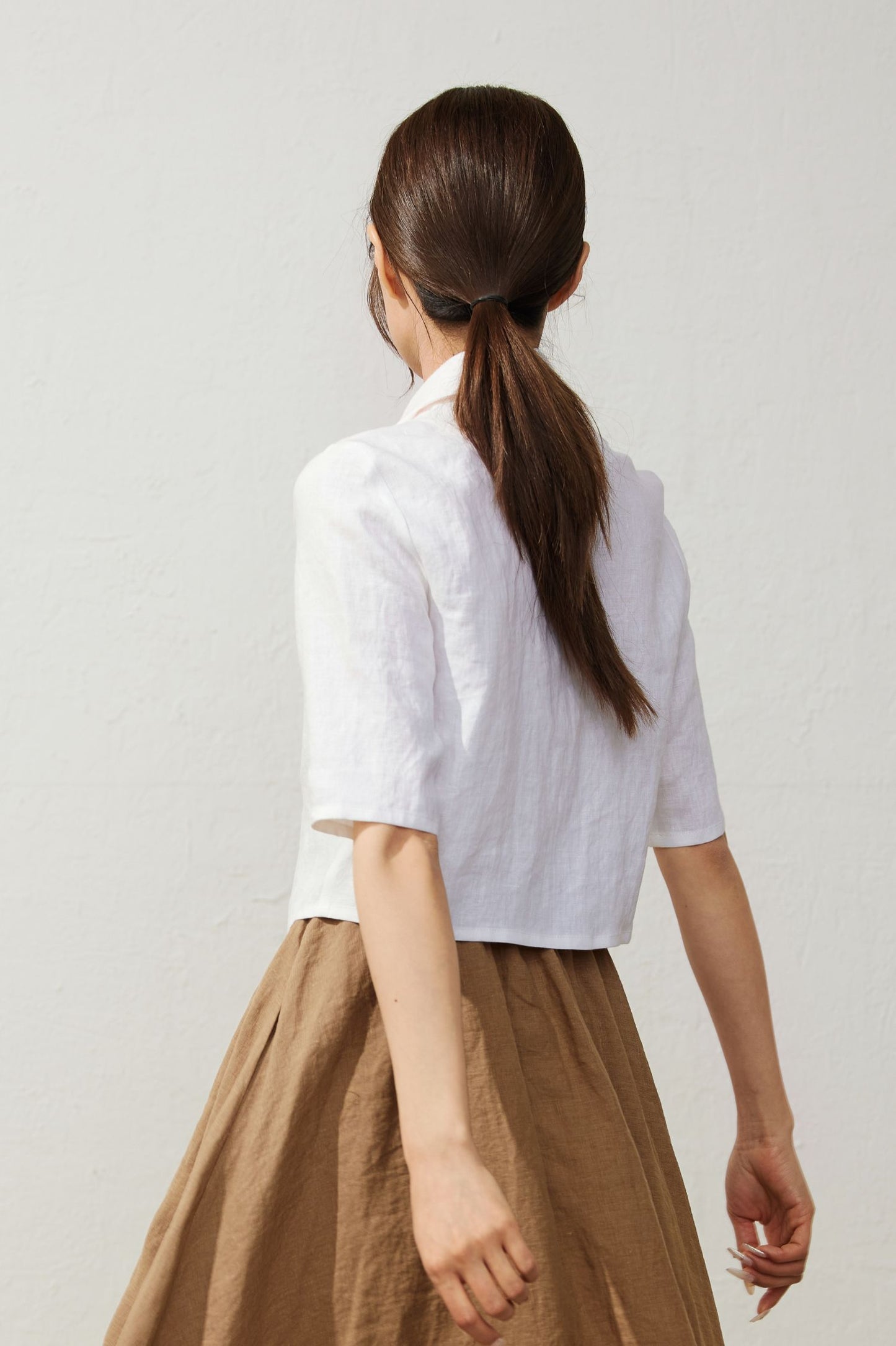 White Double Breasted Linen Shirt C3933