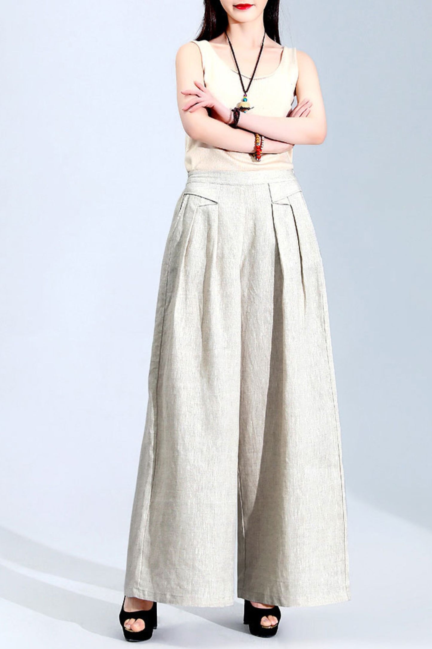 Wide leg Linen Loose Casual Spring pants C2418