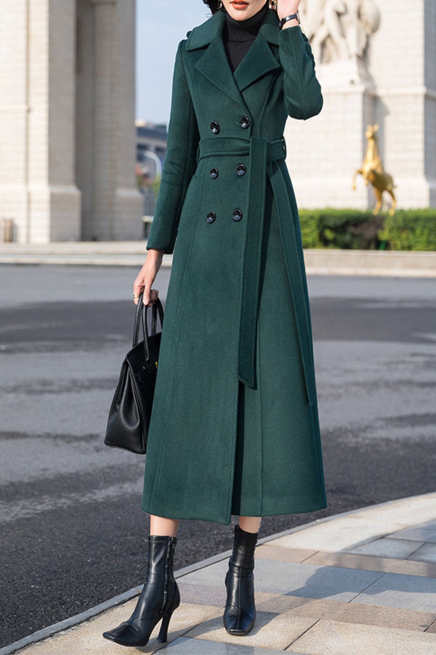 winter double-breasted long wool coat C4147