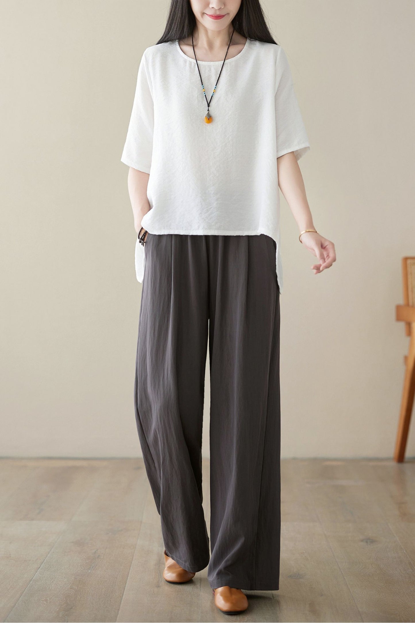 Wide Leg Casual Linen Pants C3957 -Size XS #CK2400105