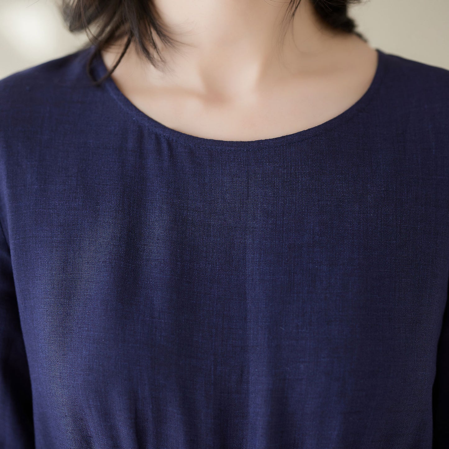 Dark blue Linen Maxi Dress C3945