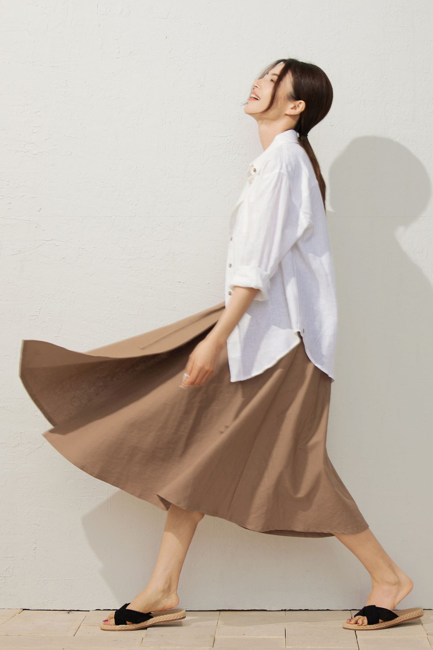 Women's Casual White Linen Shirt C3930