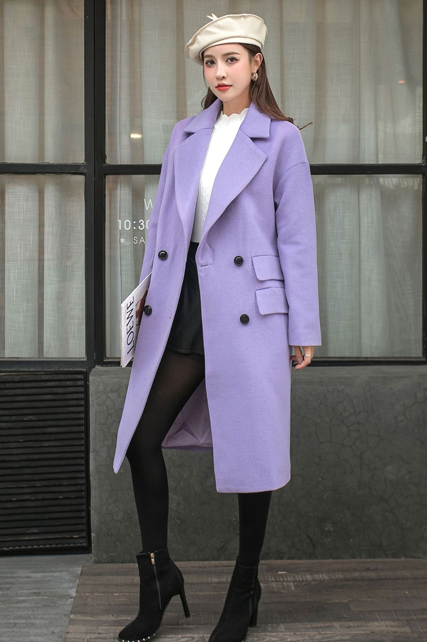 Relaxed Fit Wool Trench Coat C2572