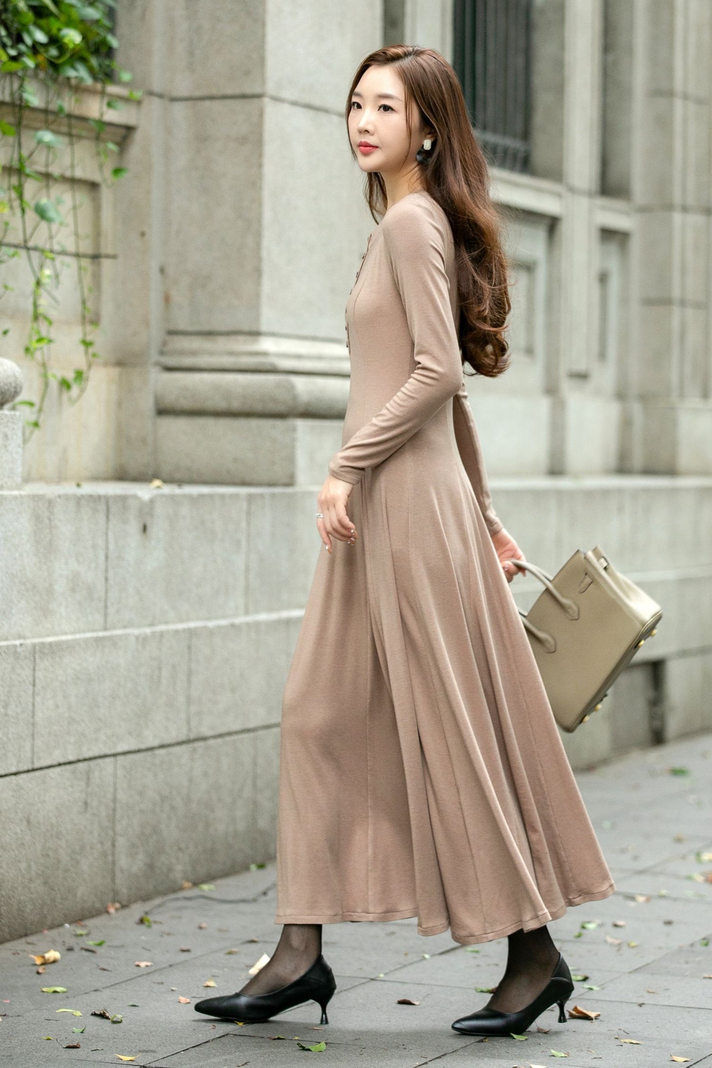 Swing elegant autumn knit dress C4507