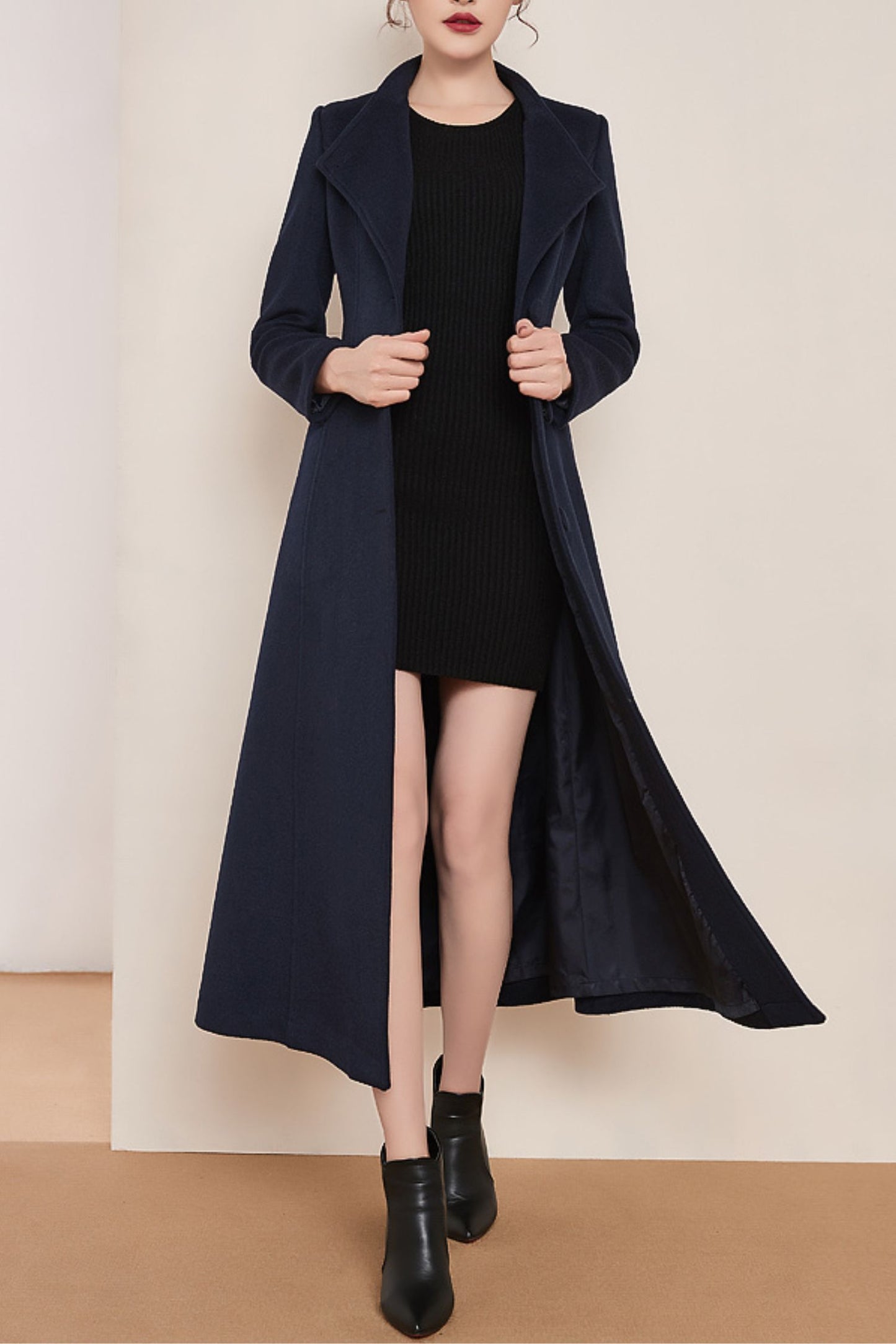 winter long stand-up collar wool coat C4148