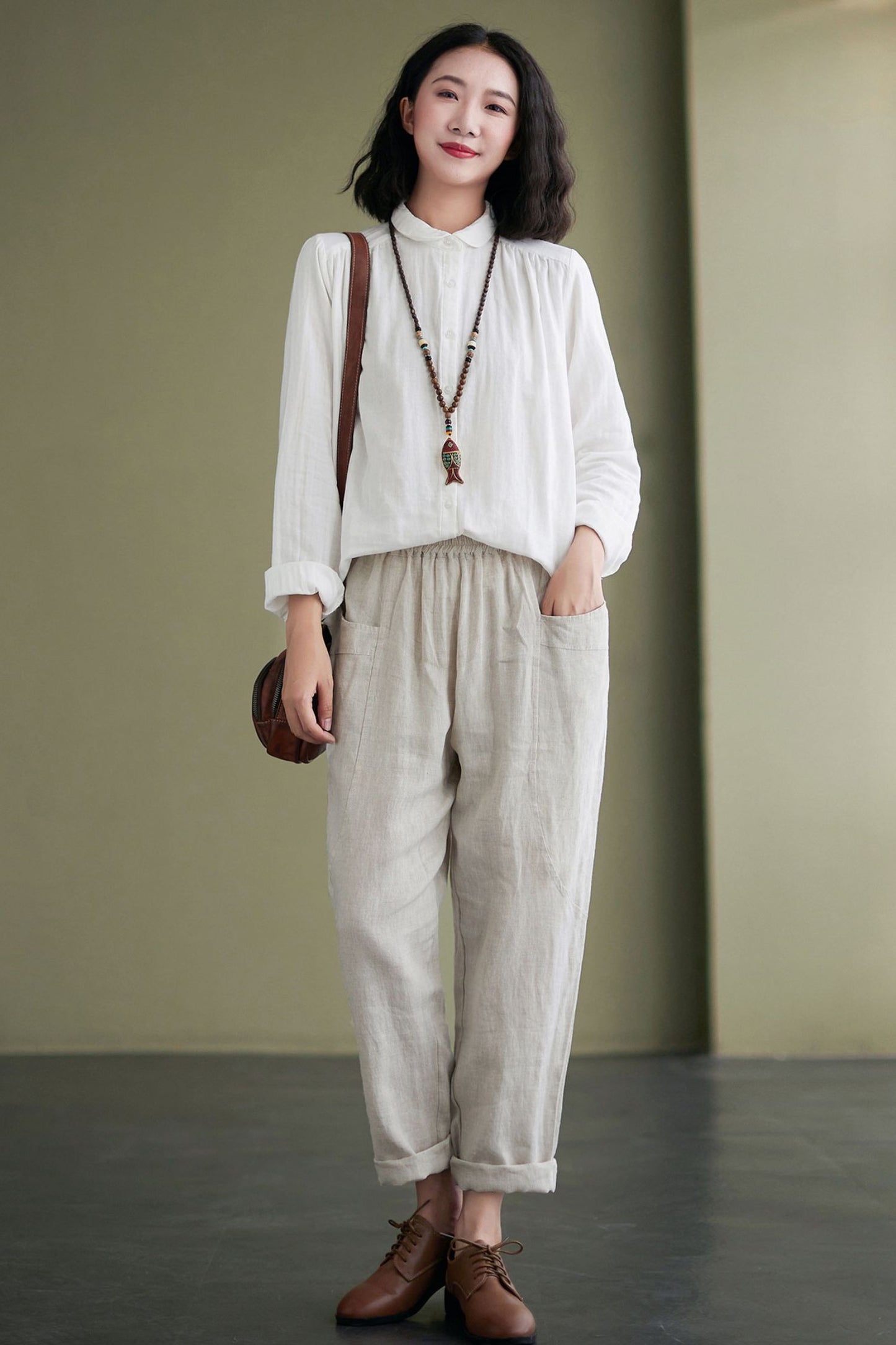 Button Down White Shirt women C2453