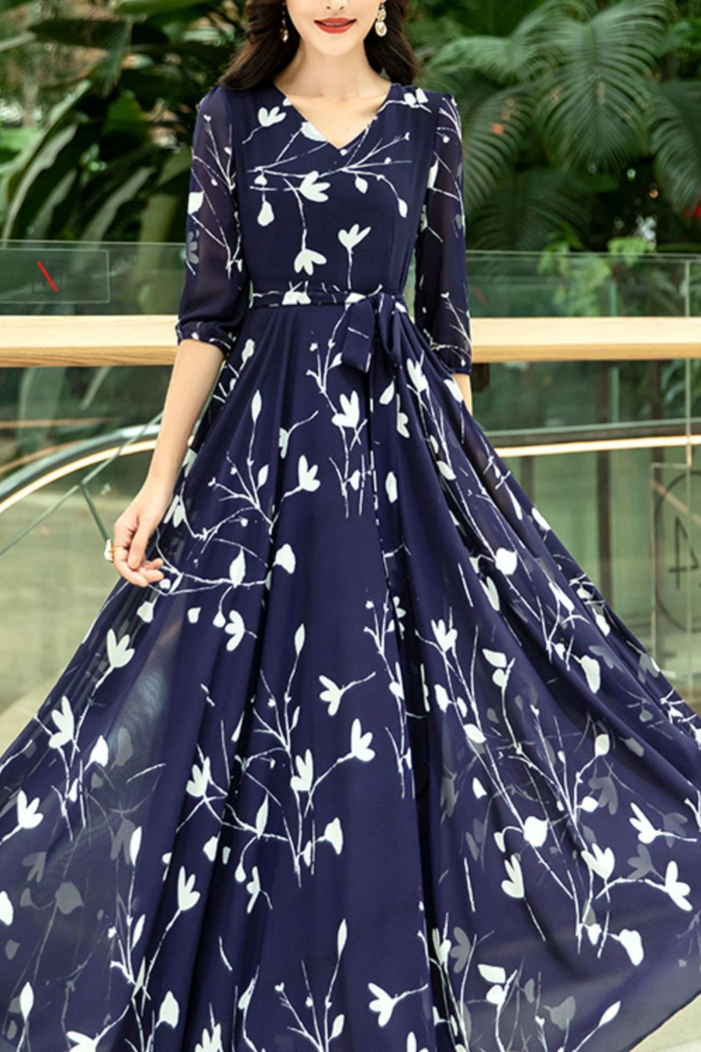 women chiffon floral dress C3976