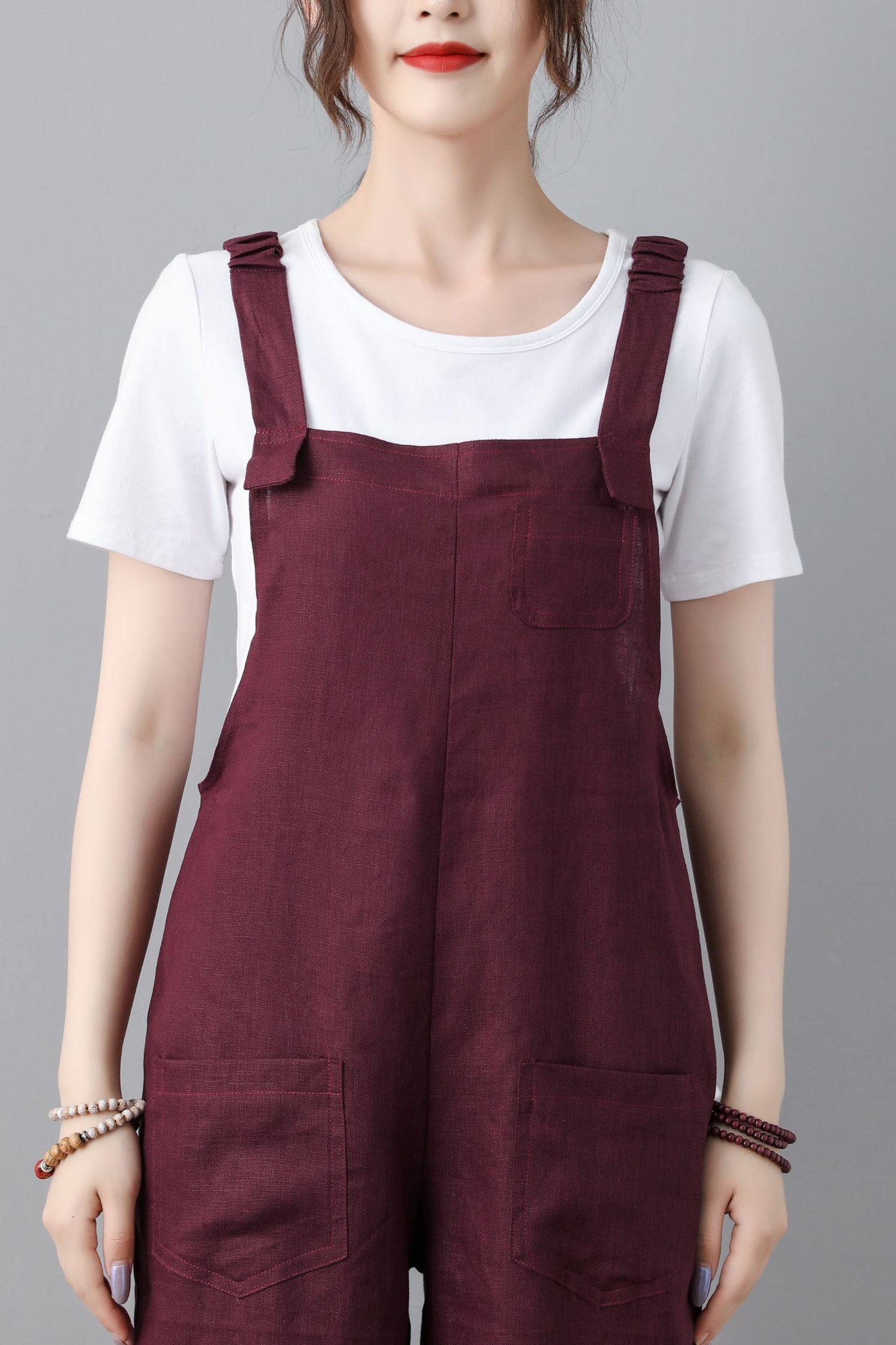 Burgundy spring plus size jumpsuits C2308