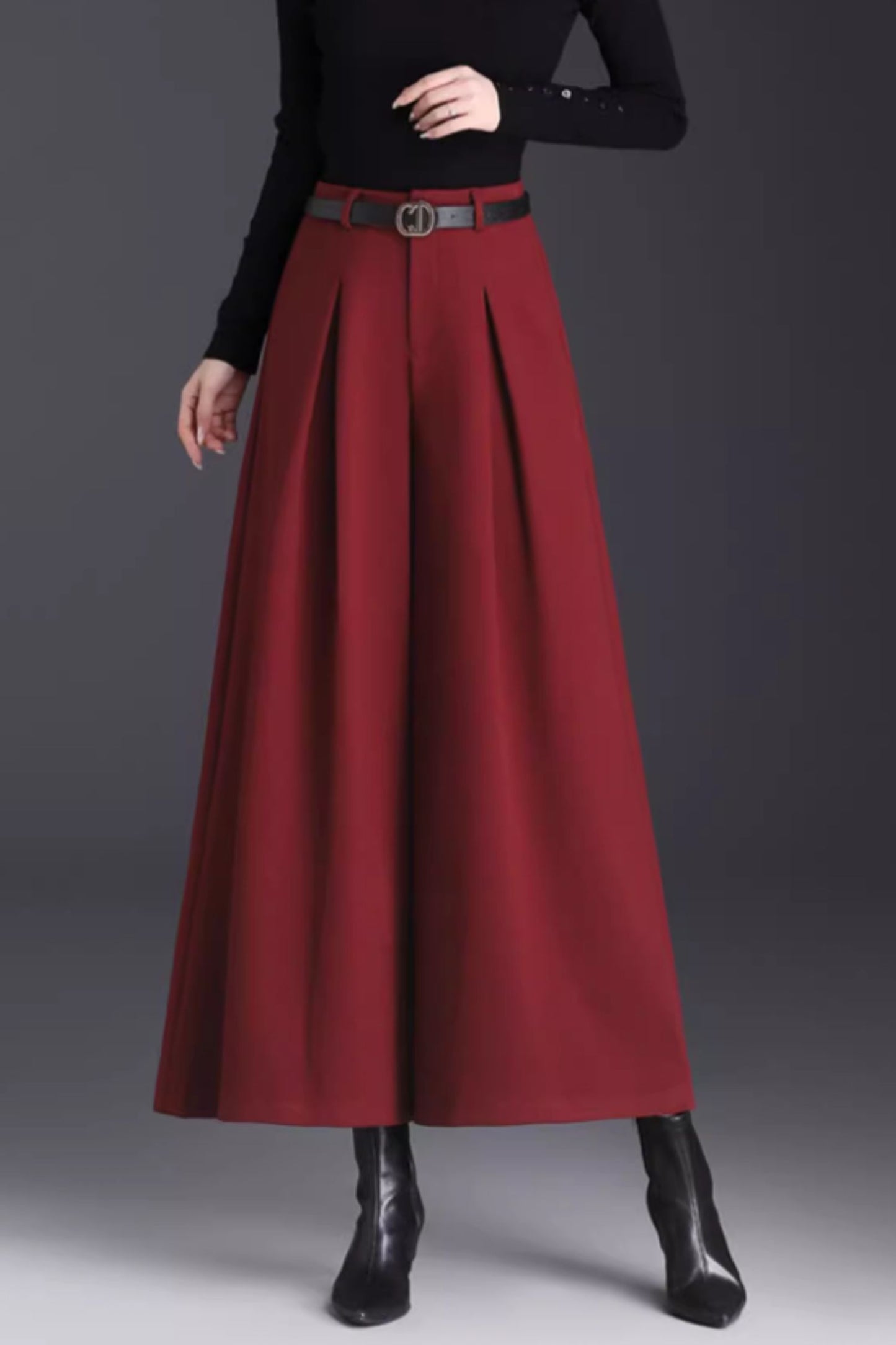 Loose fitting womens wool pants C4664