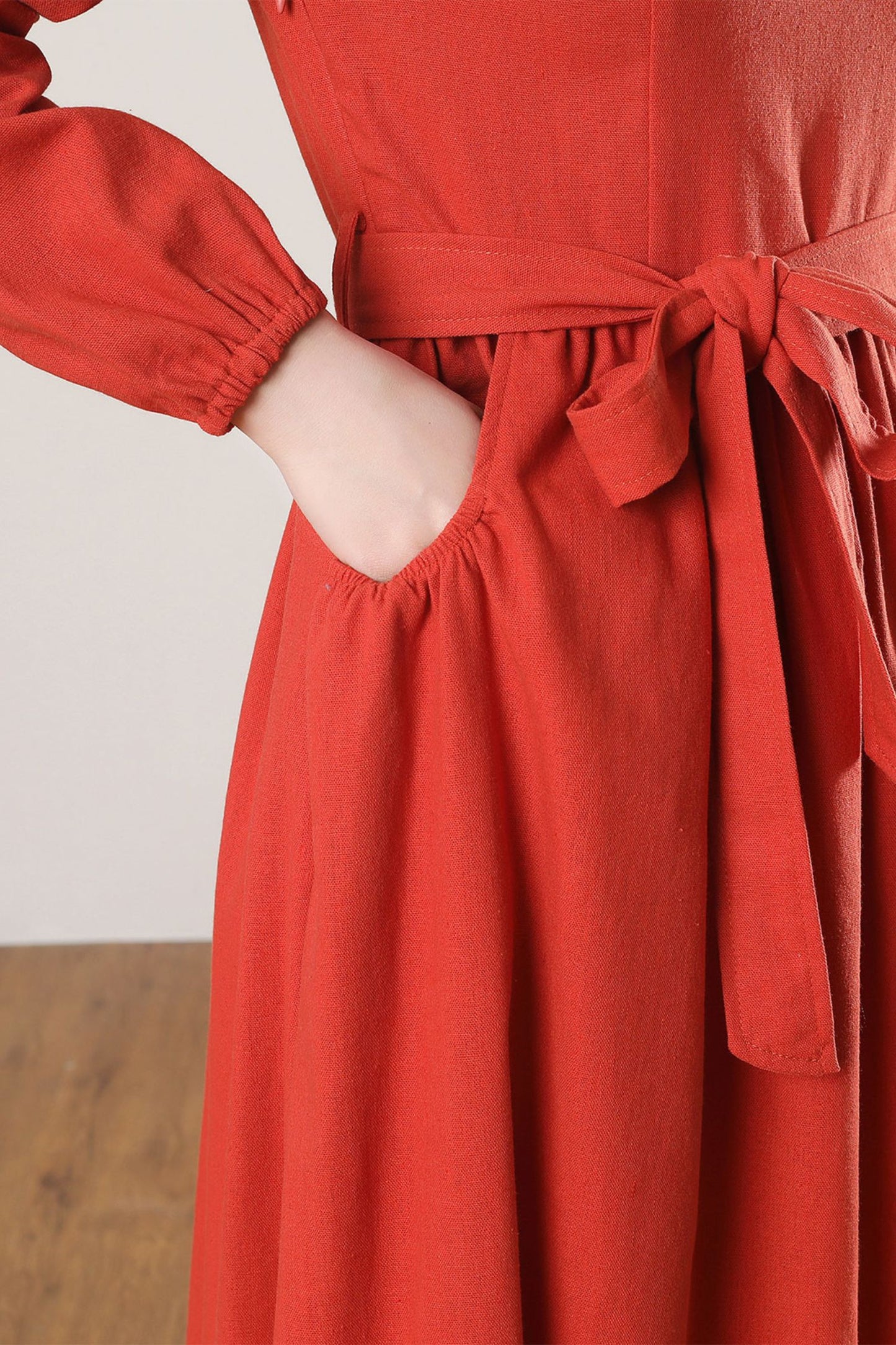 Women's Orange Linen Long Dress C3264
