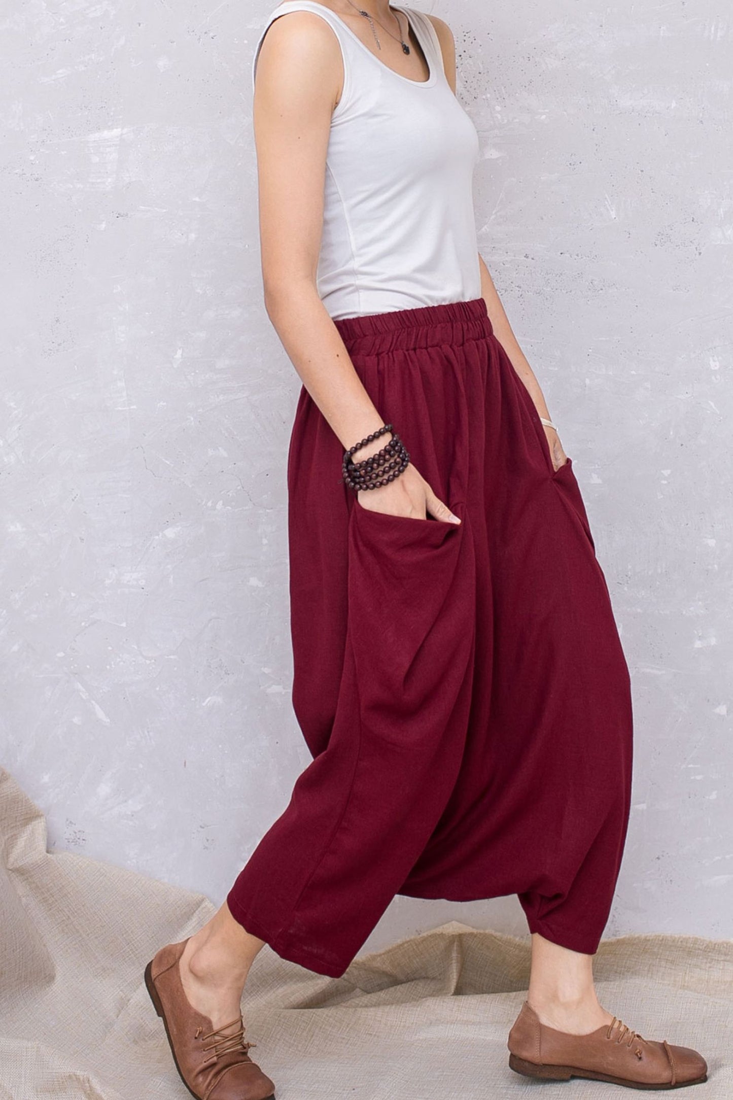 Women Summer Harem Linen Plus Size Casual Pants C2800 - CK2201353