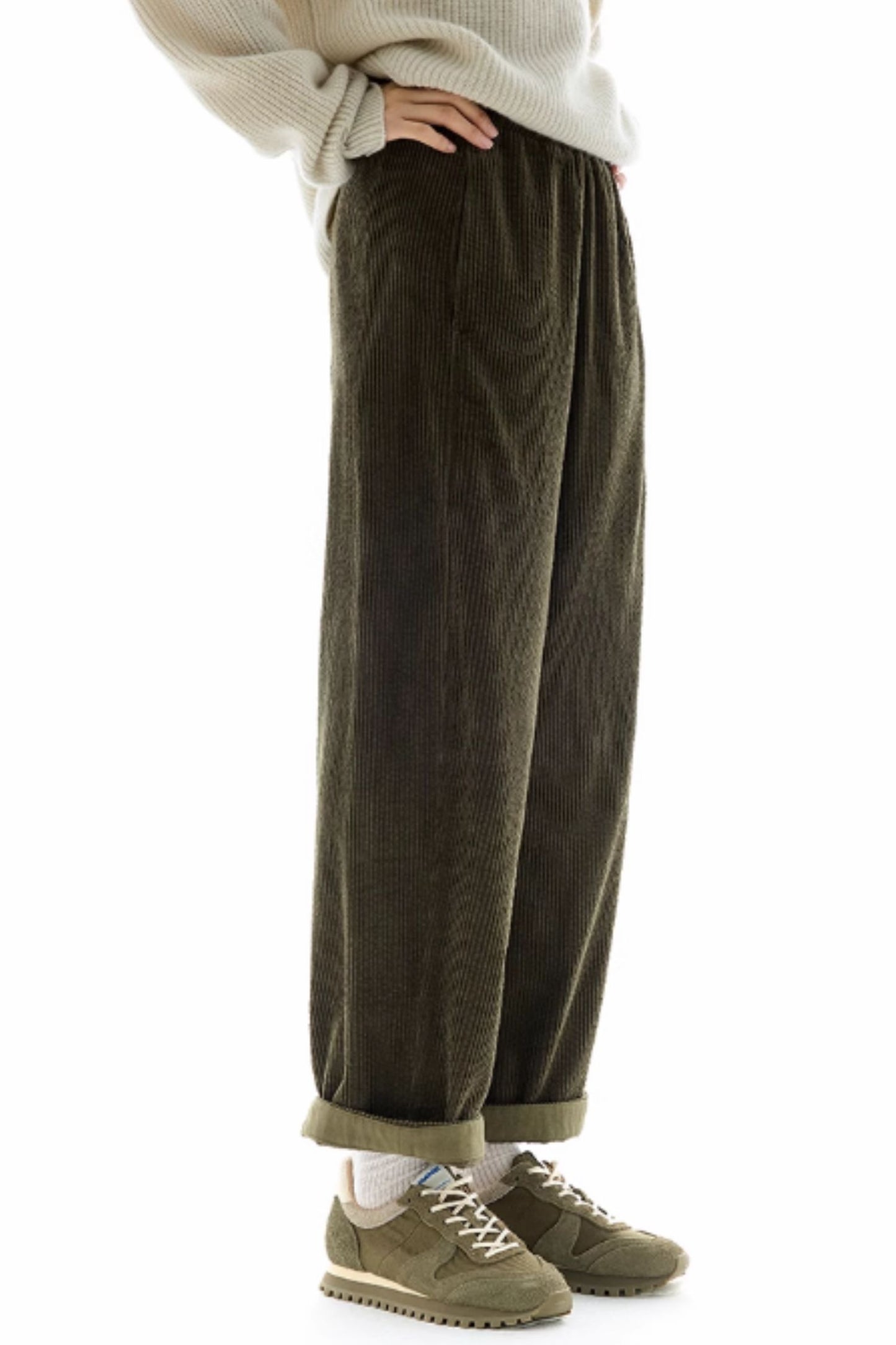 Wide leg long corduroy pants C5120