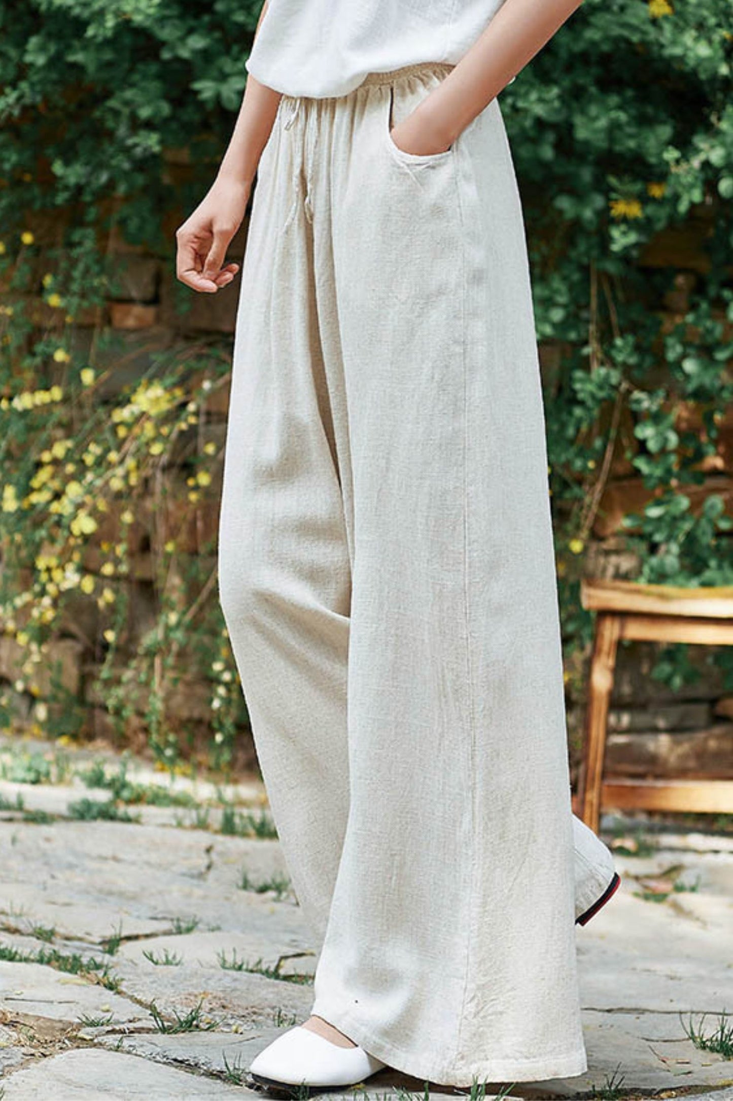 spring and summer cotton and linen wide-legged pants TT0019