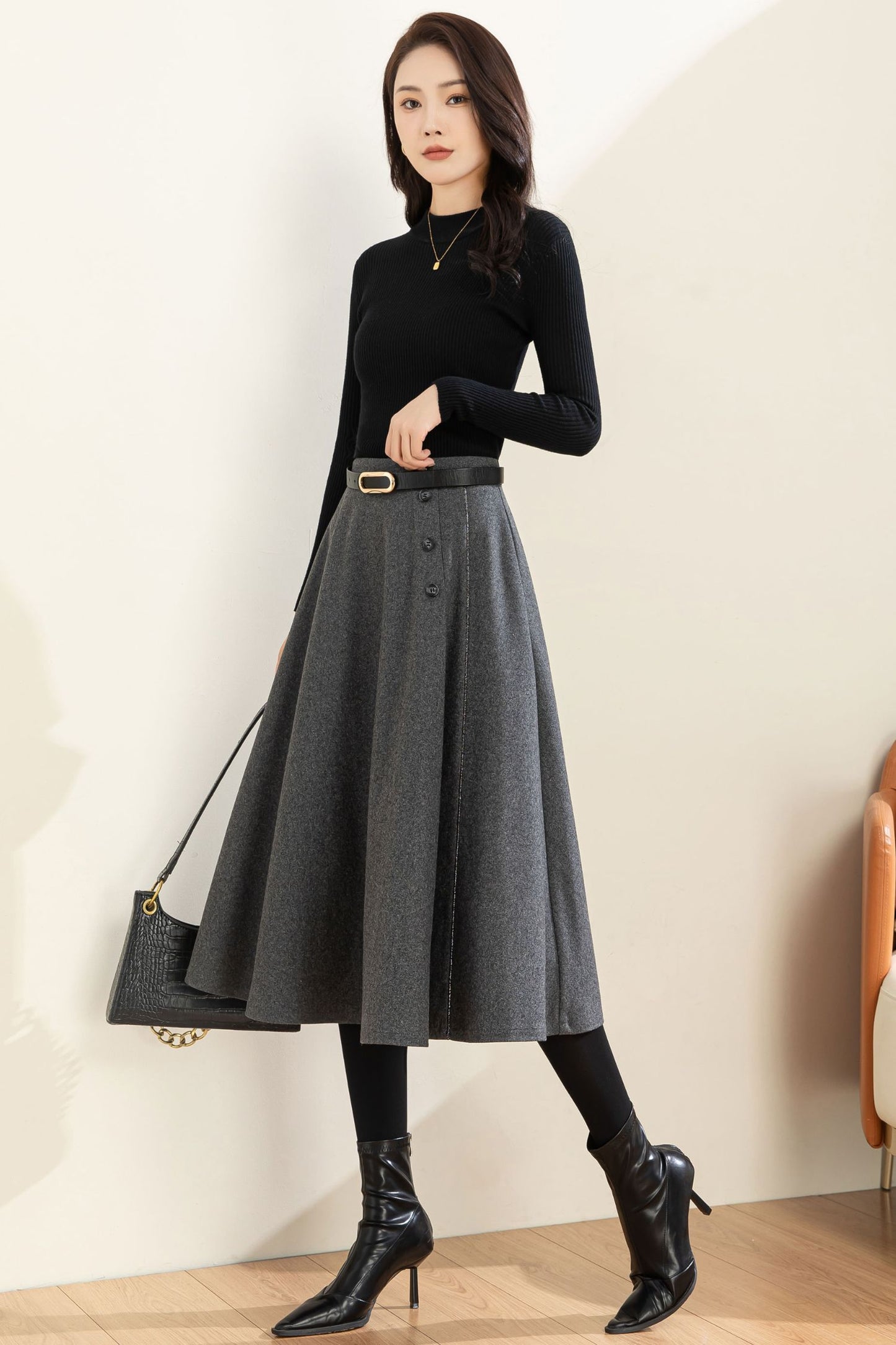 Autumn Winter A line Wool Skirt C3601 -Size XS US2 #CK2301186