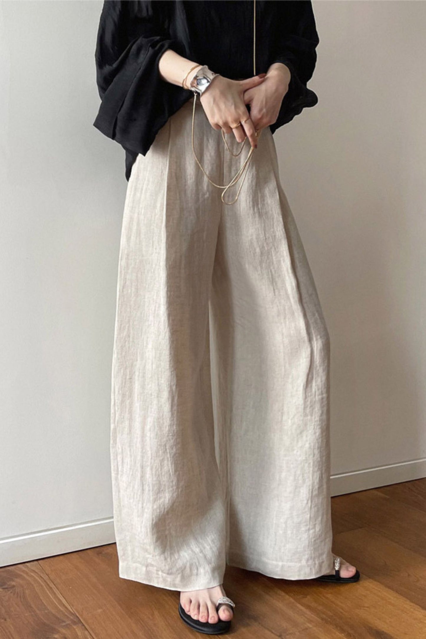 Wide Leg Linen Pants, Women's Linen Pants C3170