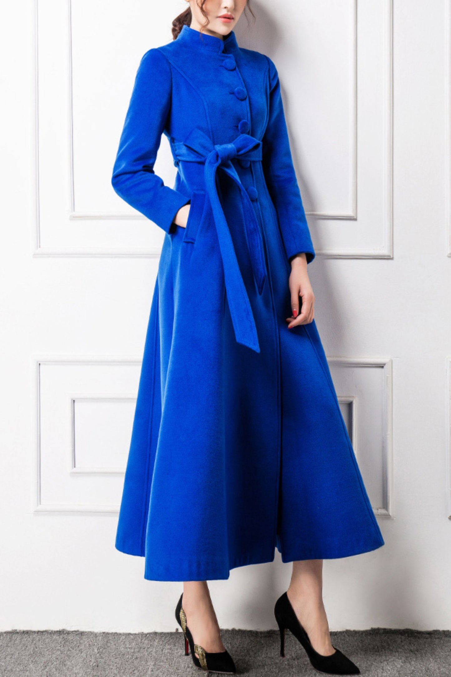 Women's Autumn and winter Blue wool coat C4281