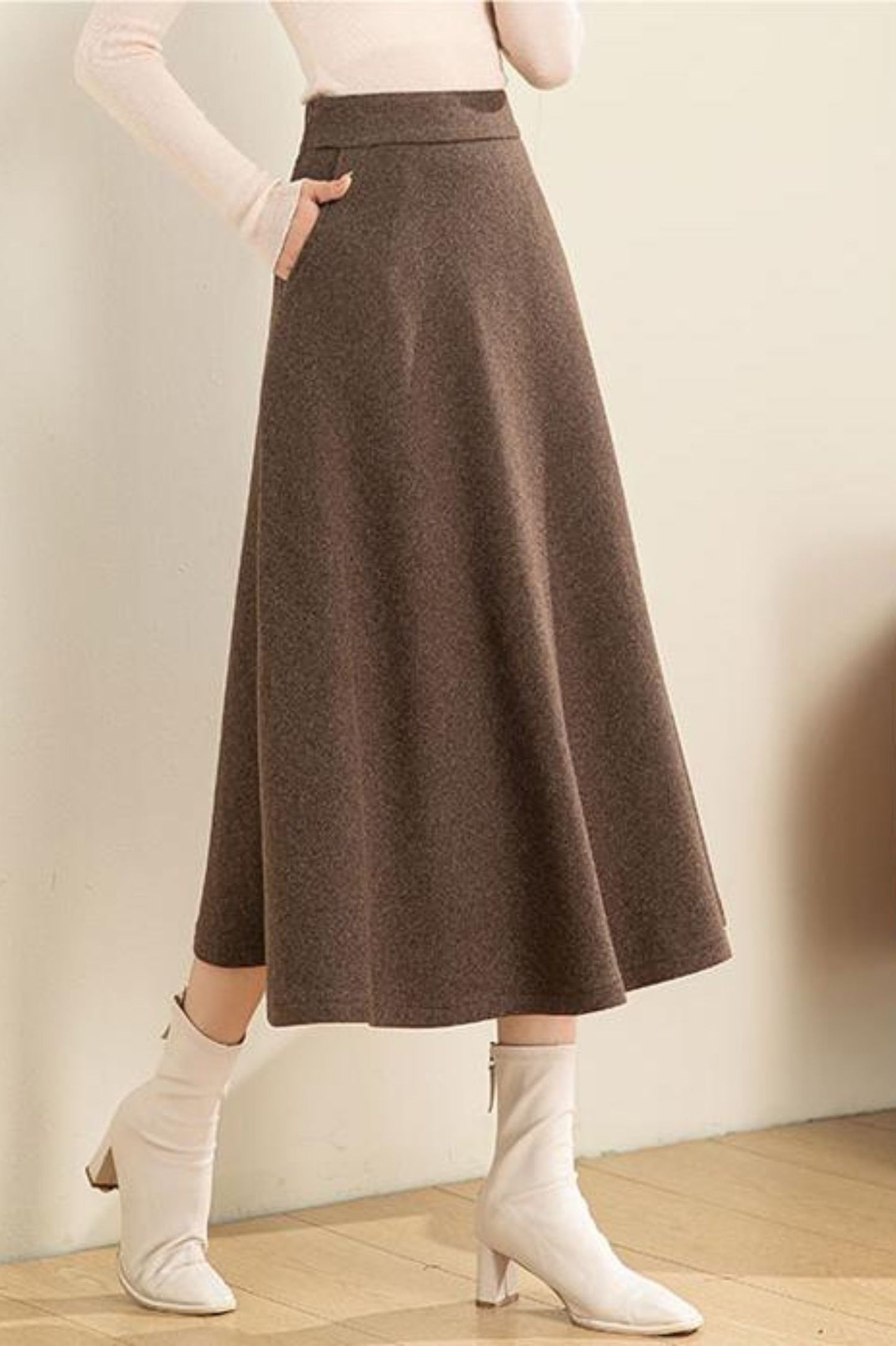High Waisted Wool Skirt C3556