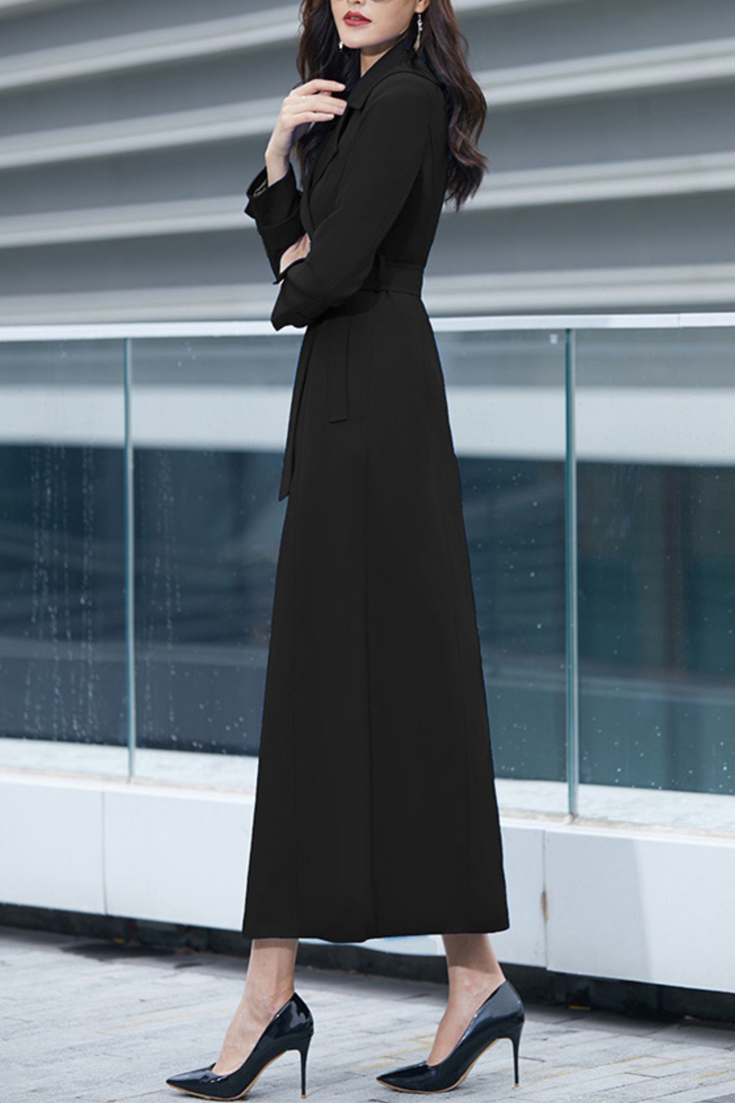 Trench Coat Women, Double Breasted Coat C4155